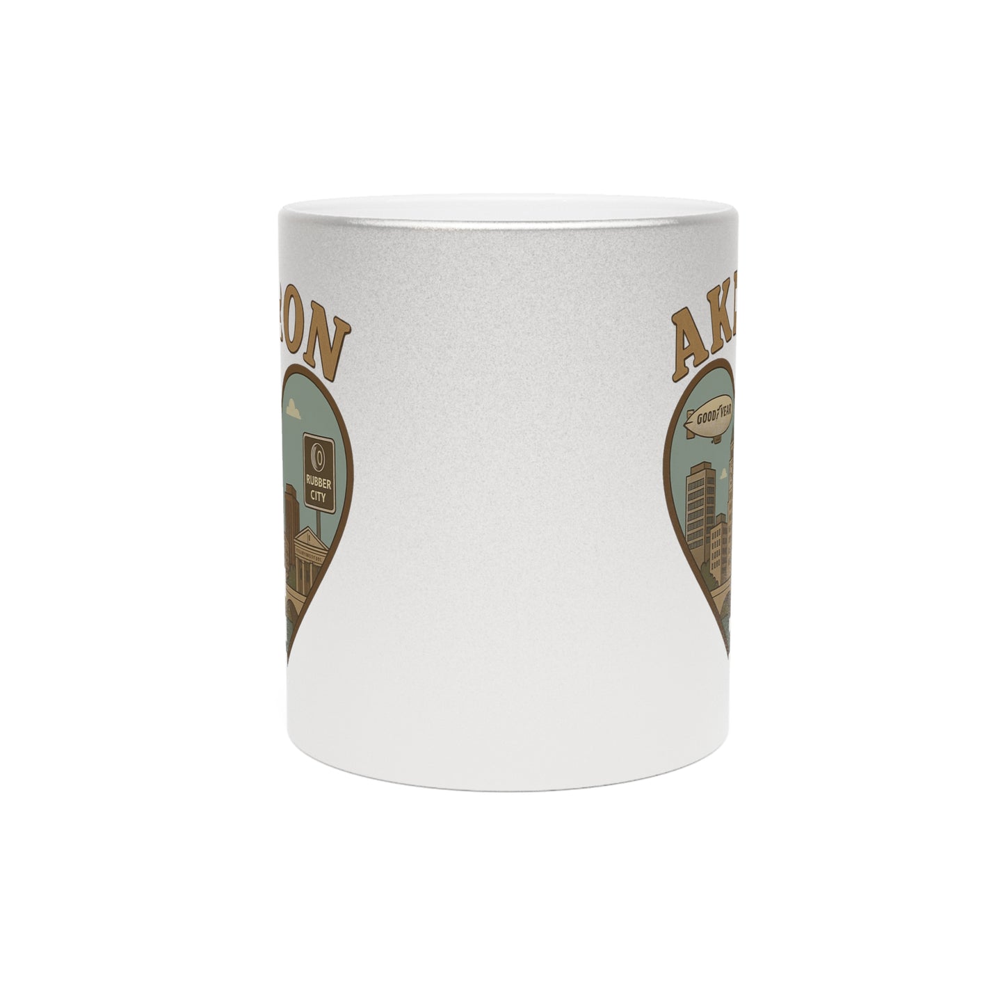 Sip the Essence of Akron with This Dazzling Metallic Mug - Perfect for Skyline Lovers!