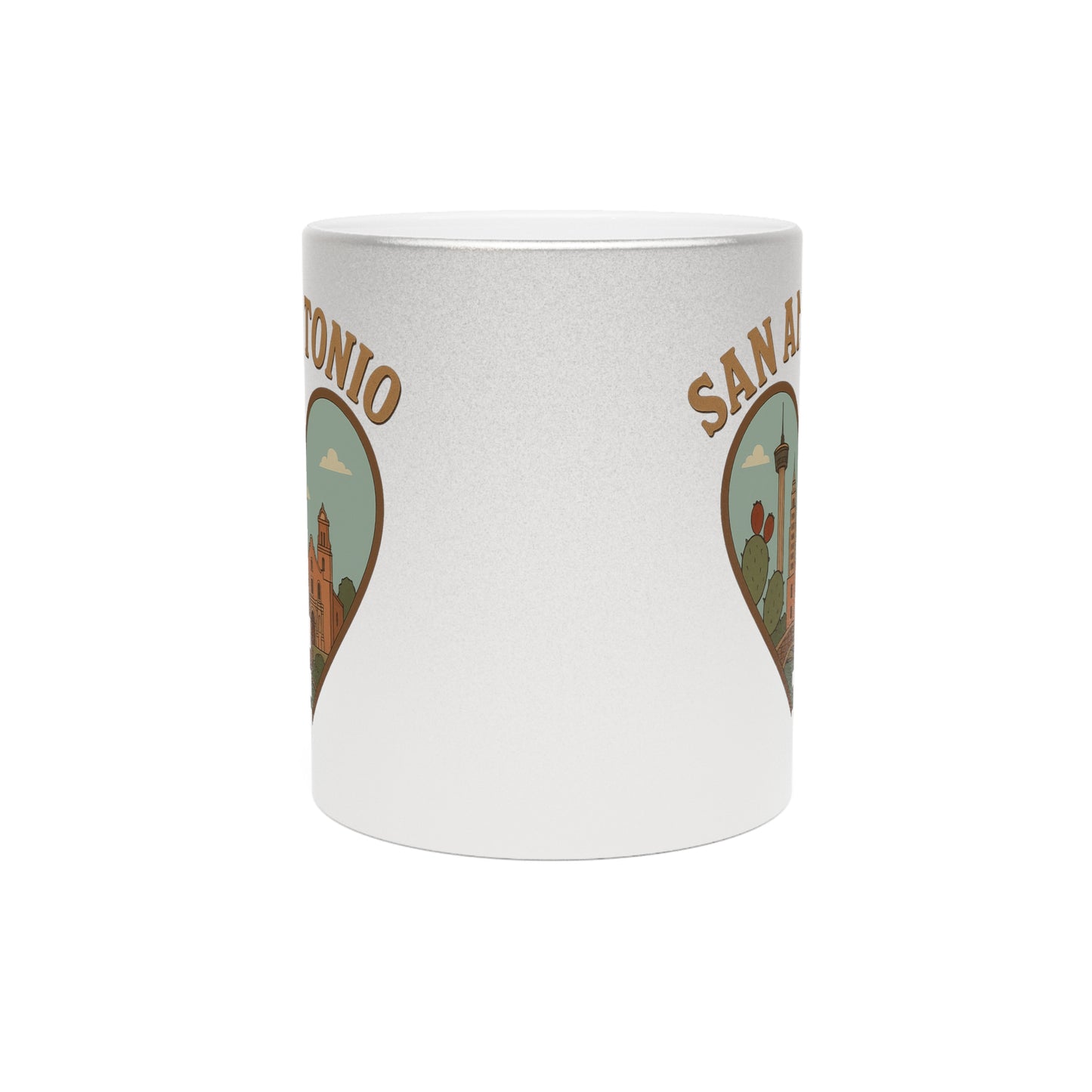 Gilded Glory: Vintage San Antonio Skyline Mug – Shimmering Metallic (Silver/Gold)