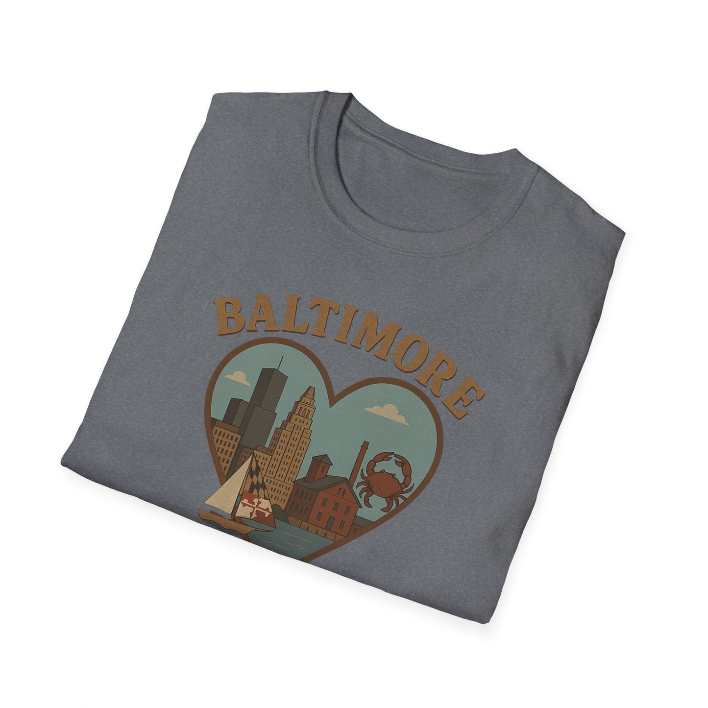 Embrace the Chaos of Baltimore with Our Heartfelt Skyline Crab T-Shirt!