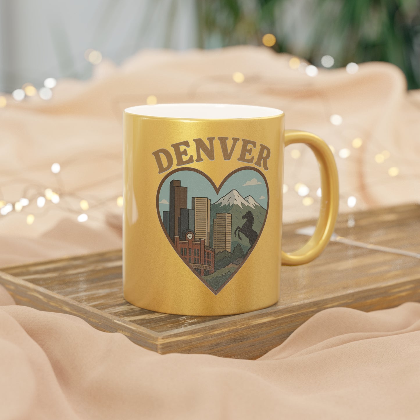Discover Mile High Bliss with a Metallic Mug that Shimmers Denver Dreams