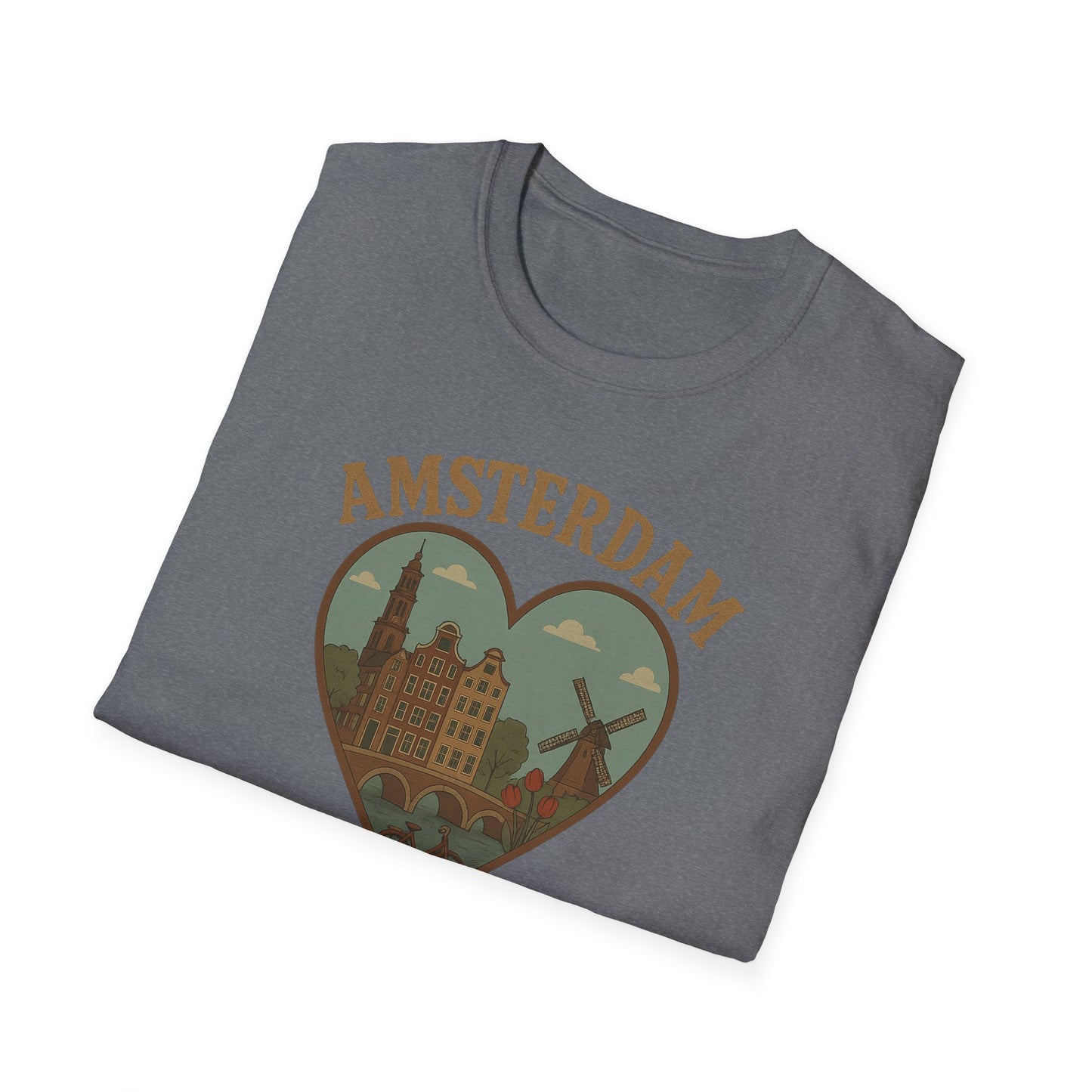 Fall in Love with Amsterdam: Unisex Soft T-Shirt for Travel Enthusiasts