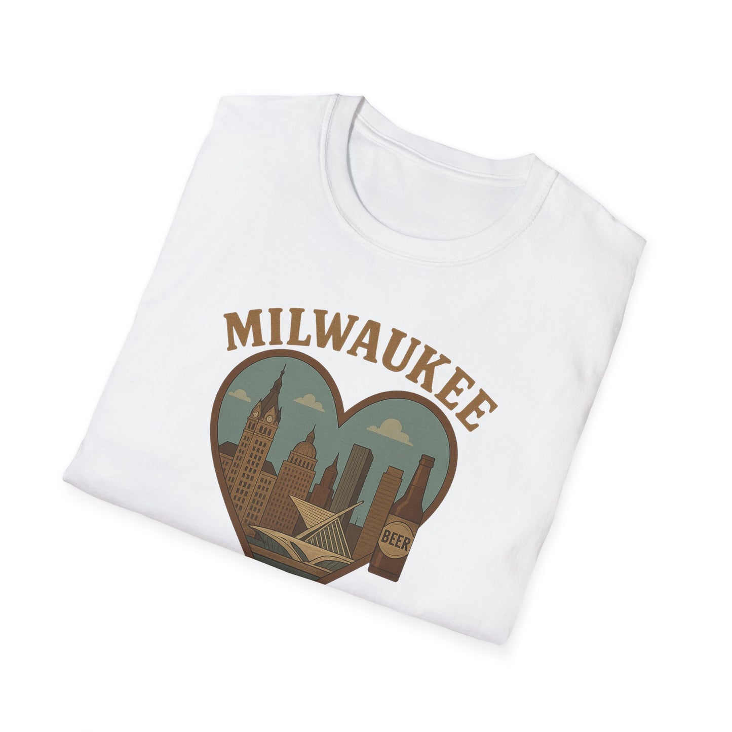 Fall Head Over Heels with This Milwaukee Skyline and Beer Lover's T-Shirt in Soft Unisex Gildan Glory!