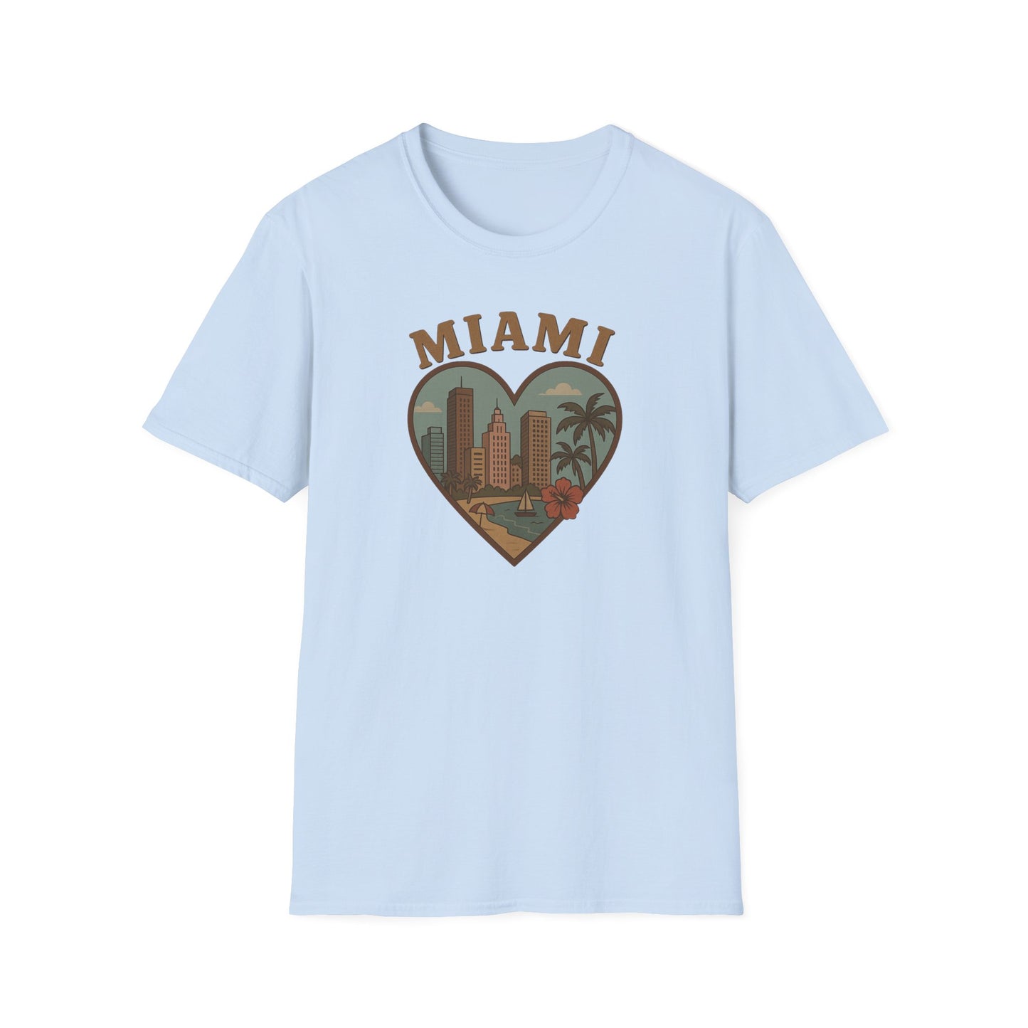 Fall in Love with Miami's Retro Beach Vibes on a Tee for Unisex Awesomeness
