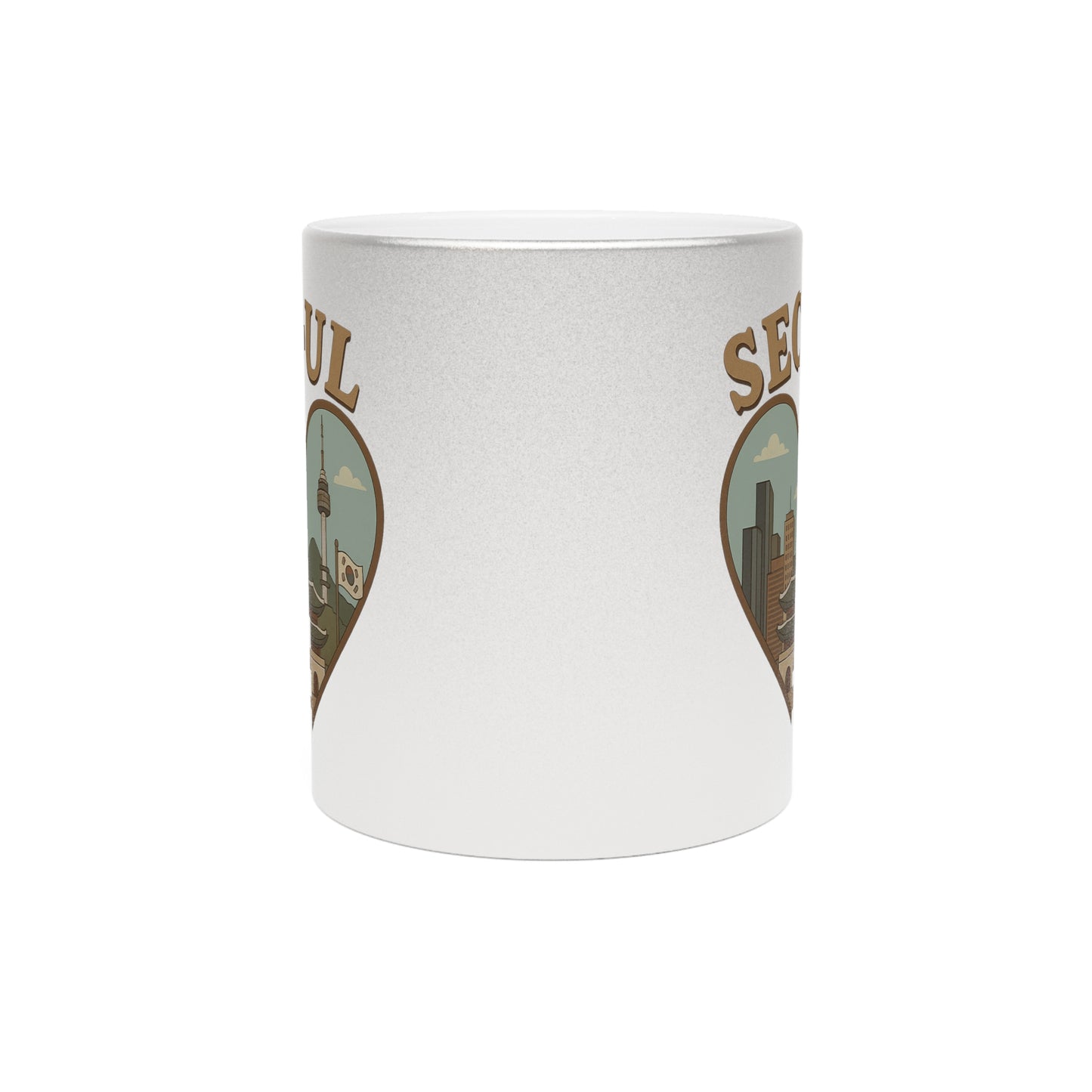 Glimmering Seoul Skyline Mug: Sip Adventure in Silver and Gold!