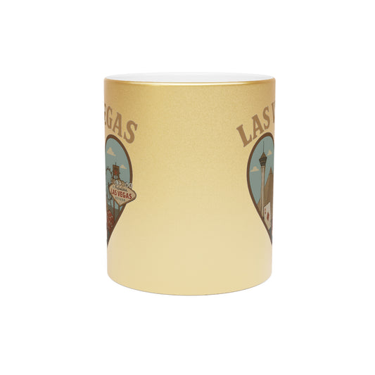 Dazzling Las Vegas Metallic Mug: Sip in Silver or Gold Splendor!