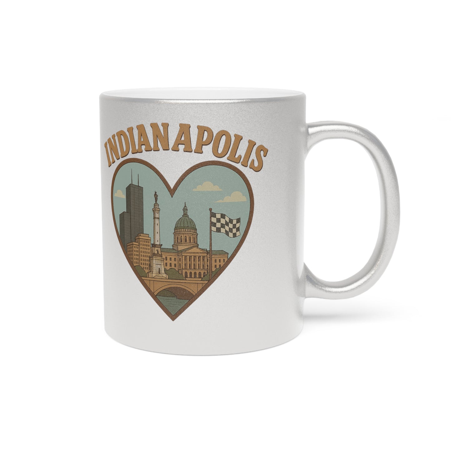 Indy Gold & Silver Mug: Sip Your Love for Indianapolis Iconic Skyline!