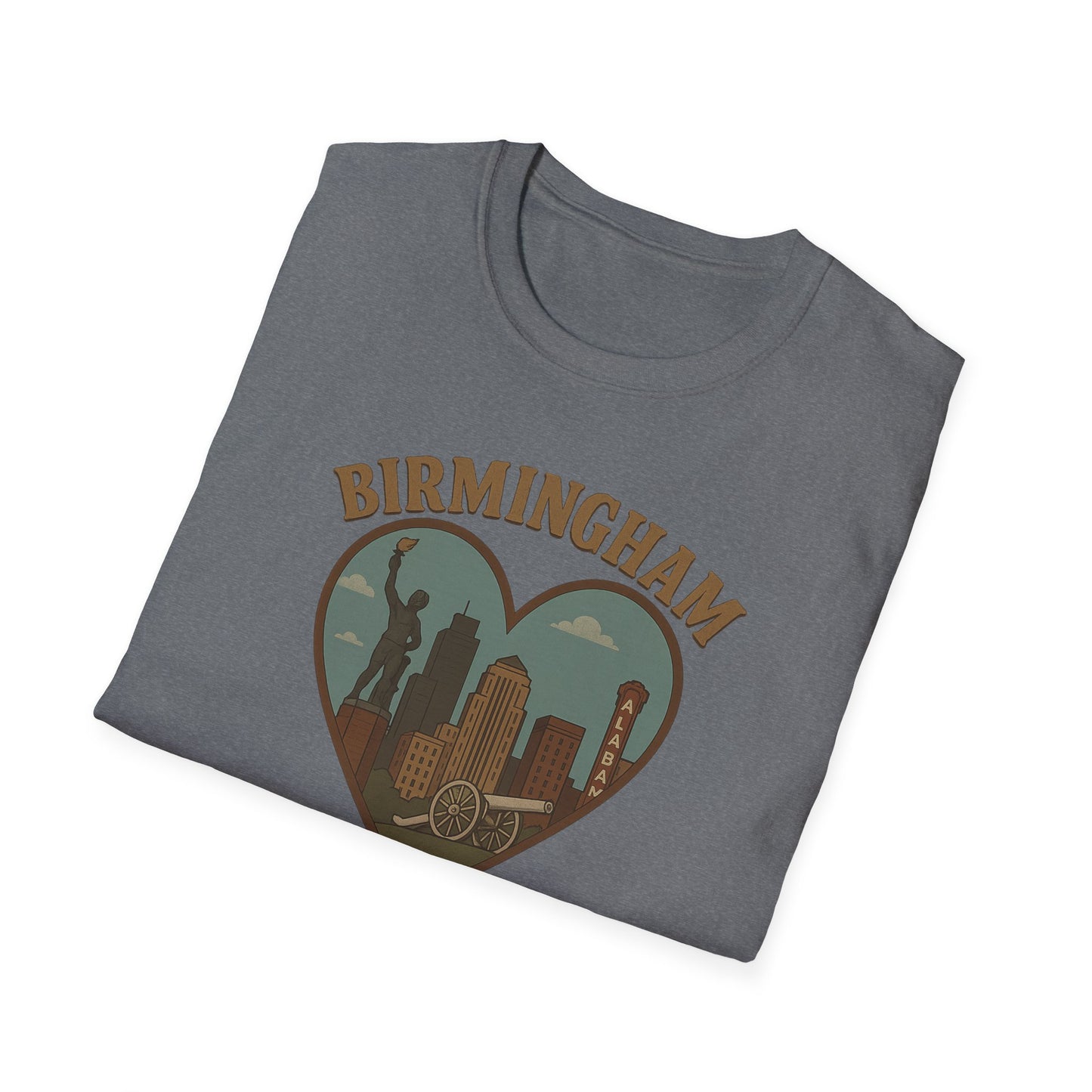 Epic Birmingham Alabama T-Shirt with Skyline and Vulcan - Soft Unisex Gift Apparel