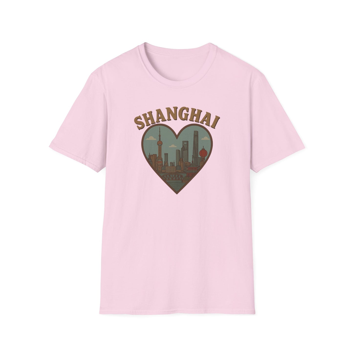 Feel the Love with our Shanghai Cityscape Heart Tee – Stylish, Soft, and Unisex Perfection!
