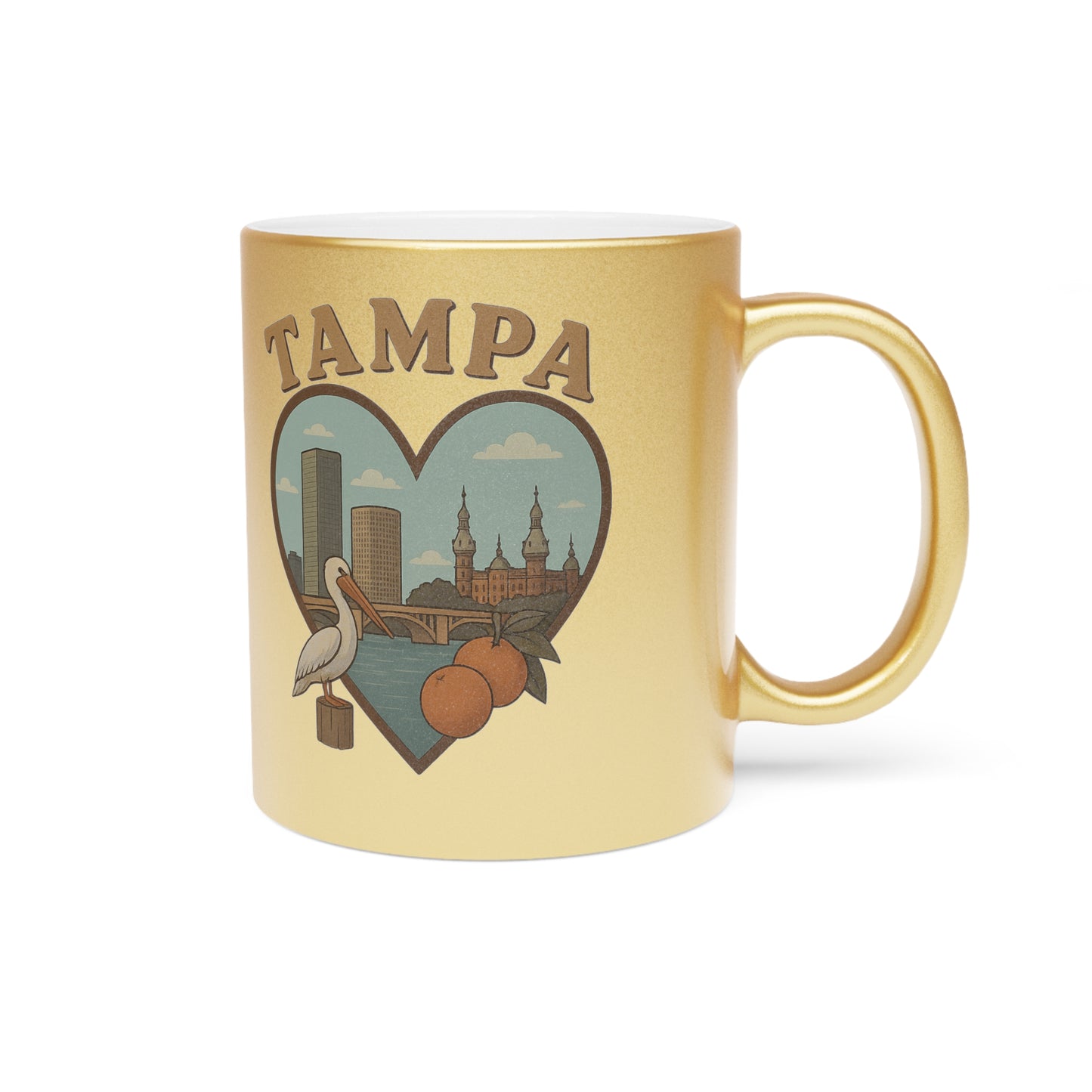 Taste Tampa's Sunshine with This Iconic Metallic Mug in Silver or Gold!