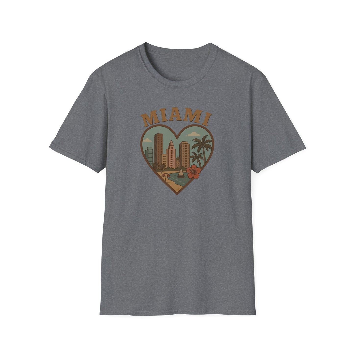 Fall in Love with Miami's Retro Beach Vibes on a Tee for Unisex Awesomeness