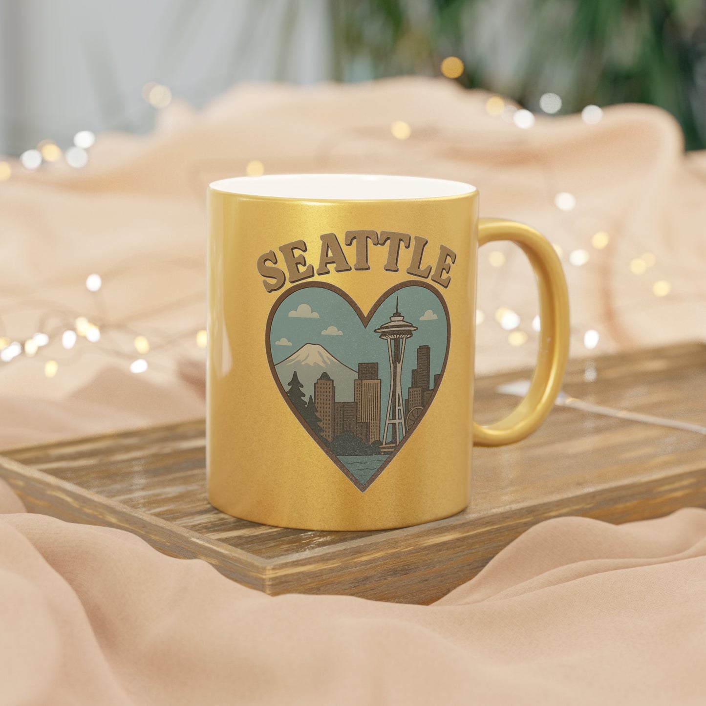 Sip the Emerald City: Vintage Metallic Seattle Mug Extravaganza!