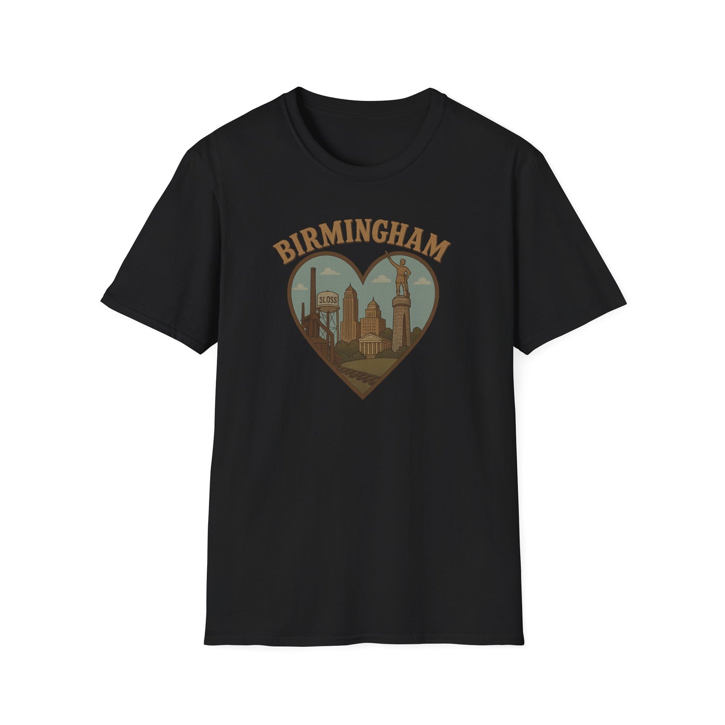 Fall in Love with Birmingham: A Nostalgic Tribute on the Soft Gildan 64000 Tee