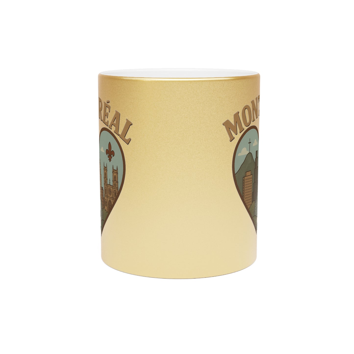 Sip Montréal's Charm with This Exquisite Gold & Silver Metallic Mug