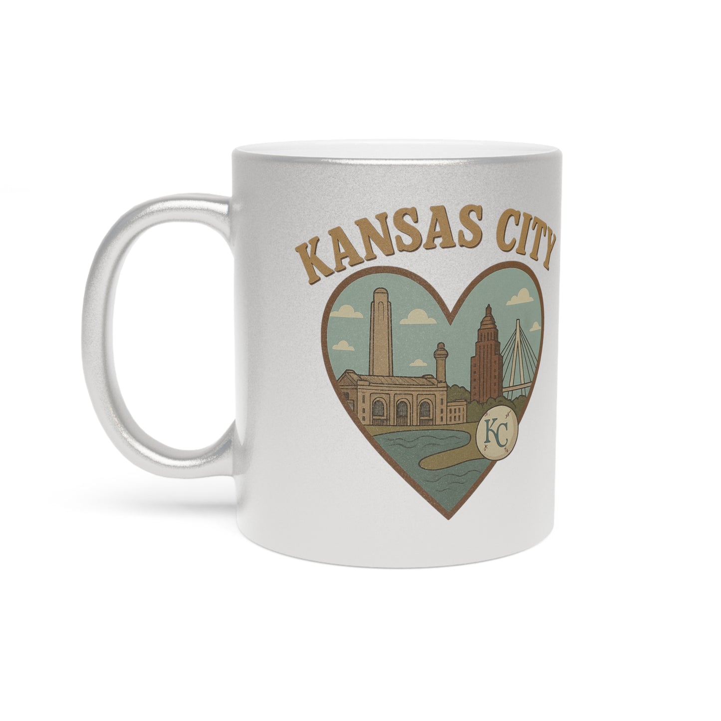 Gleaming Kansas City Metallic Mug: Sip in Style with Skyline Vibes!