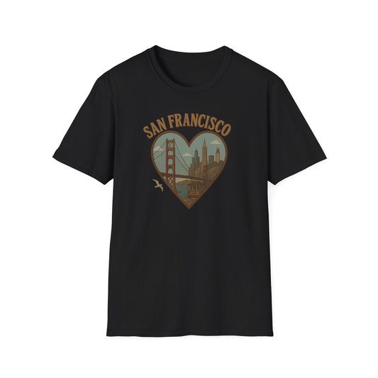 Capture Golden Bridge Vibes with Our San Francisco Heartbeat T-Shirt