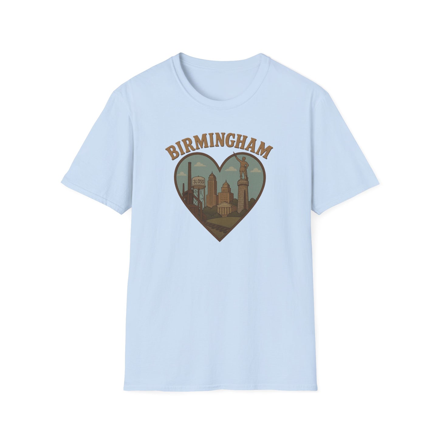 Fall in Love with Birmingham: A Nostalgic Tribute on the Soft Gildan 64000 Tee