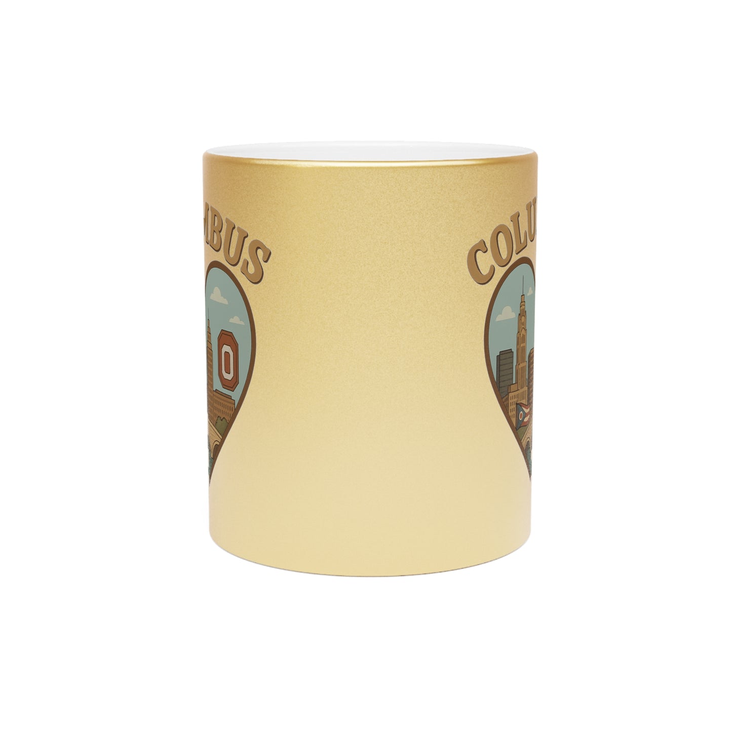 Sip the Spirit of Columbus in Vintage Metallic Mug, Silver & Gold Delight!