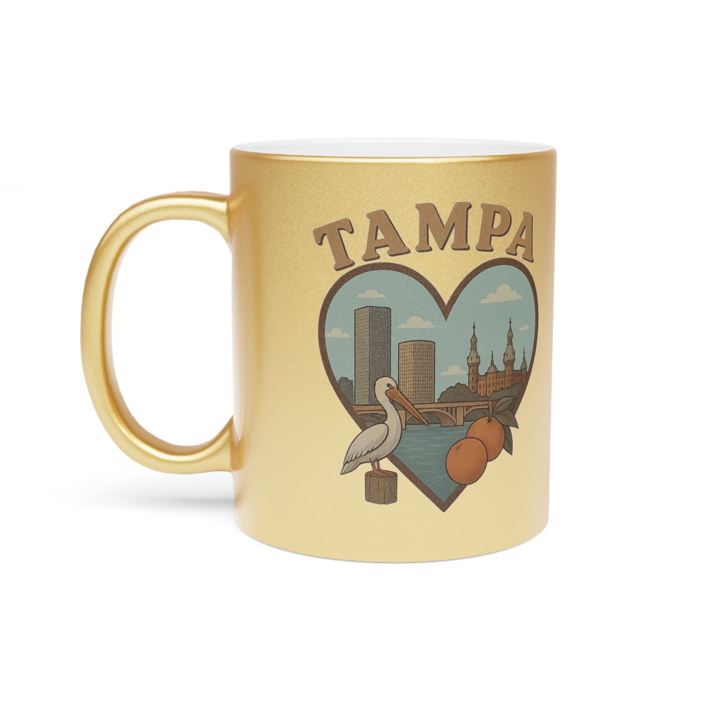Taste Tampa's Sunshine with This Iconic Metallic Mug in Silver or Gold!