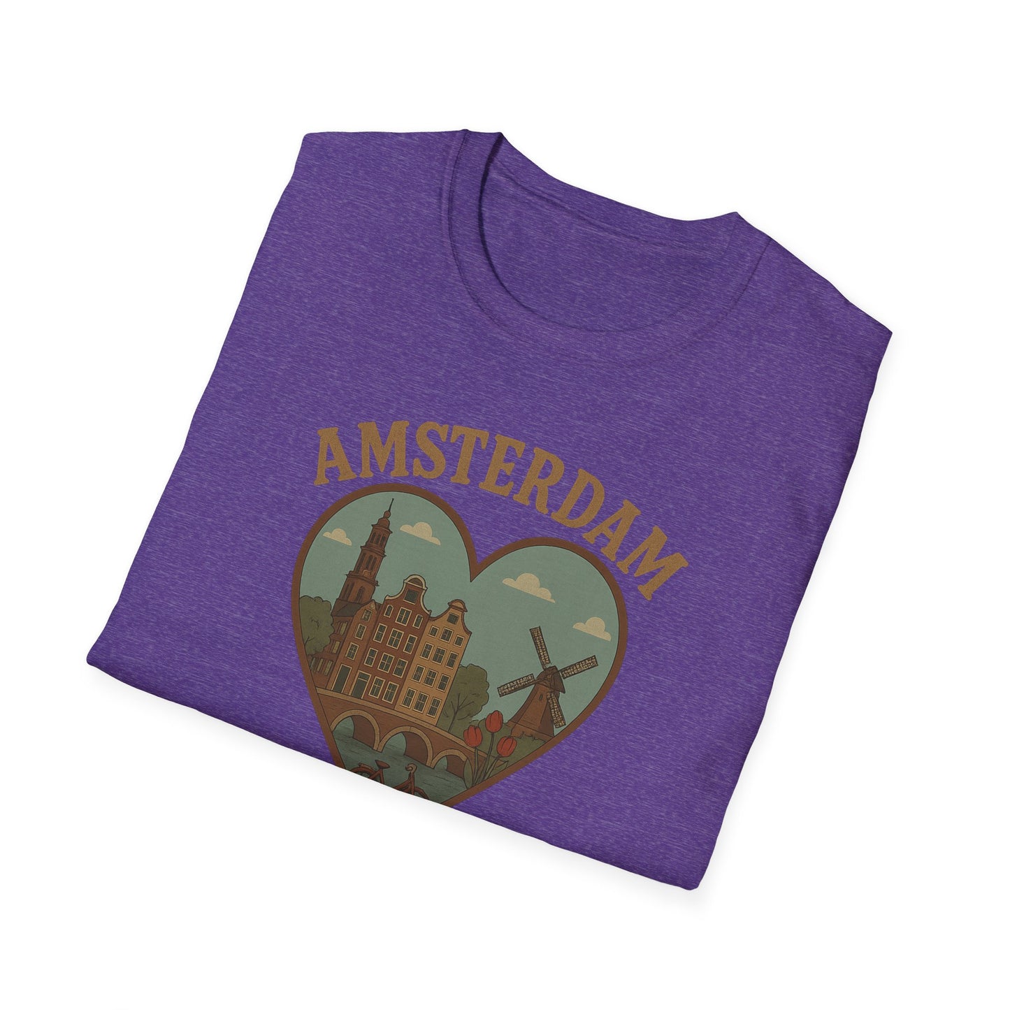 Fall in Love with Amsterdam: Unisex Soft T-Shirt for Travel Enthusiasts
