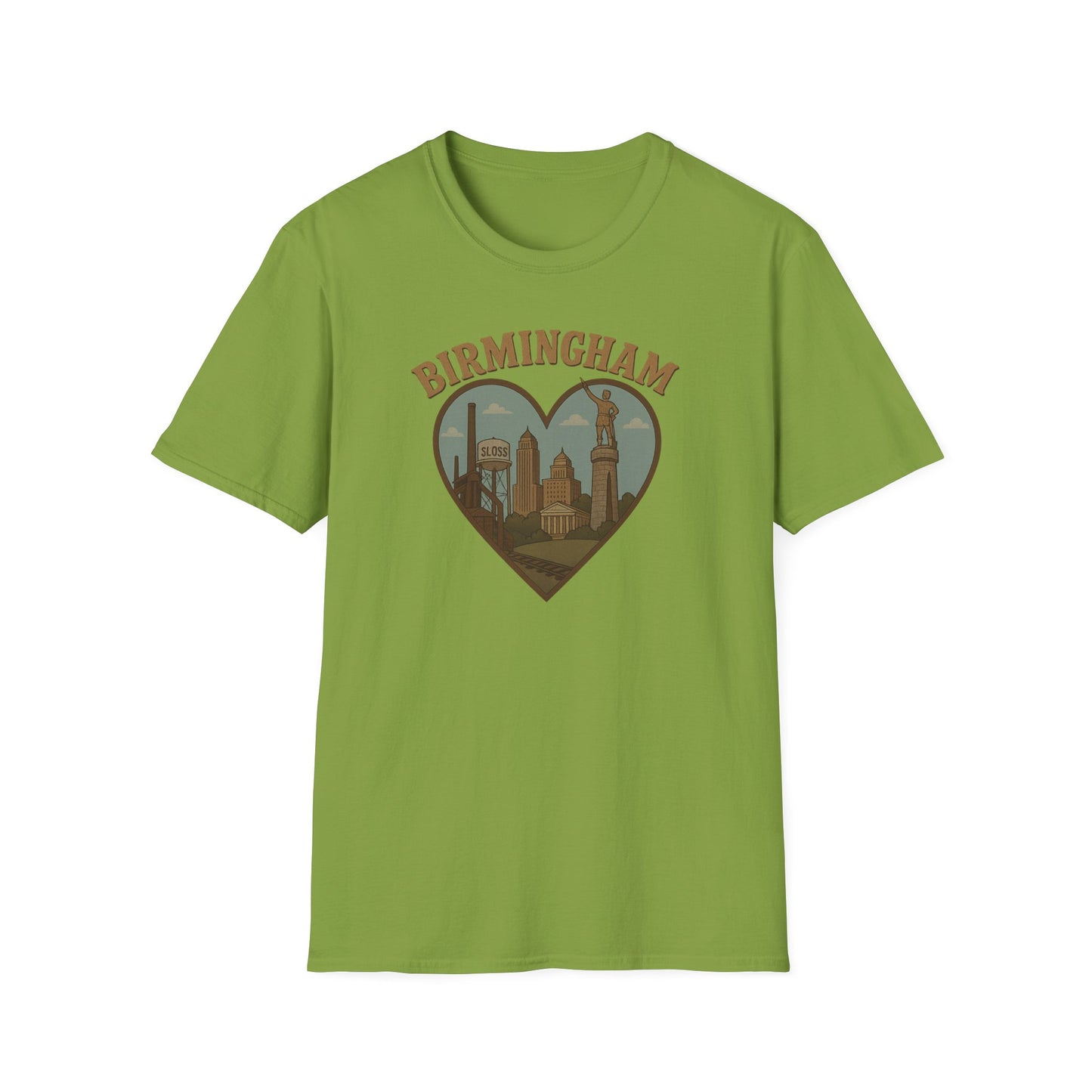 Fall in Love with Birmingham: A Nostalgic Tribute on the Soft Gildan 64000 Tee