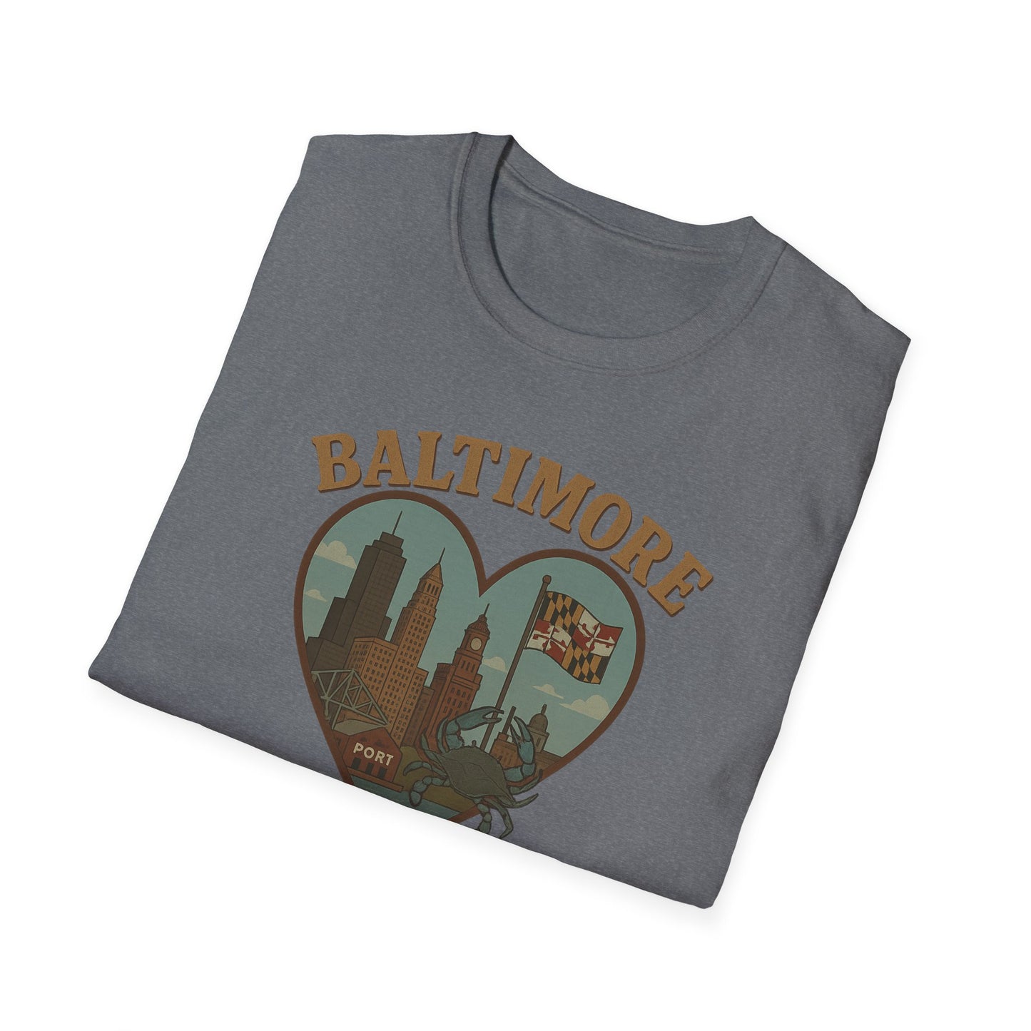 Show Your Love for Baltimore with This Iconic Soft Unisex Crab Heart T-Shirt!