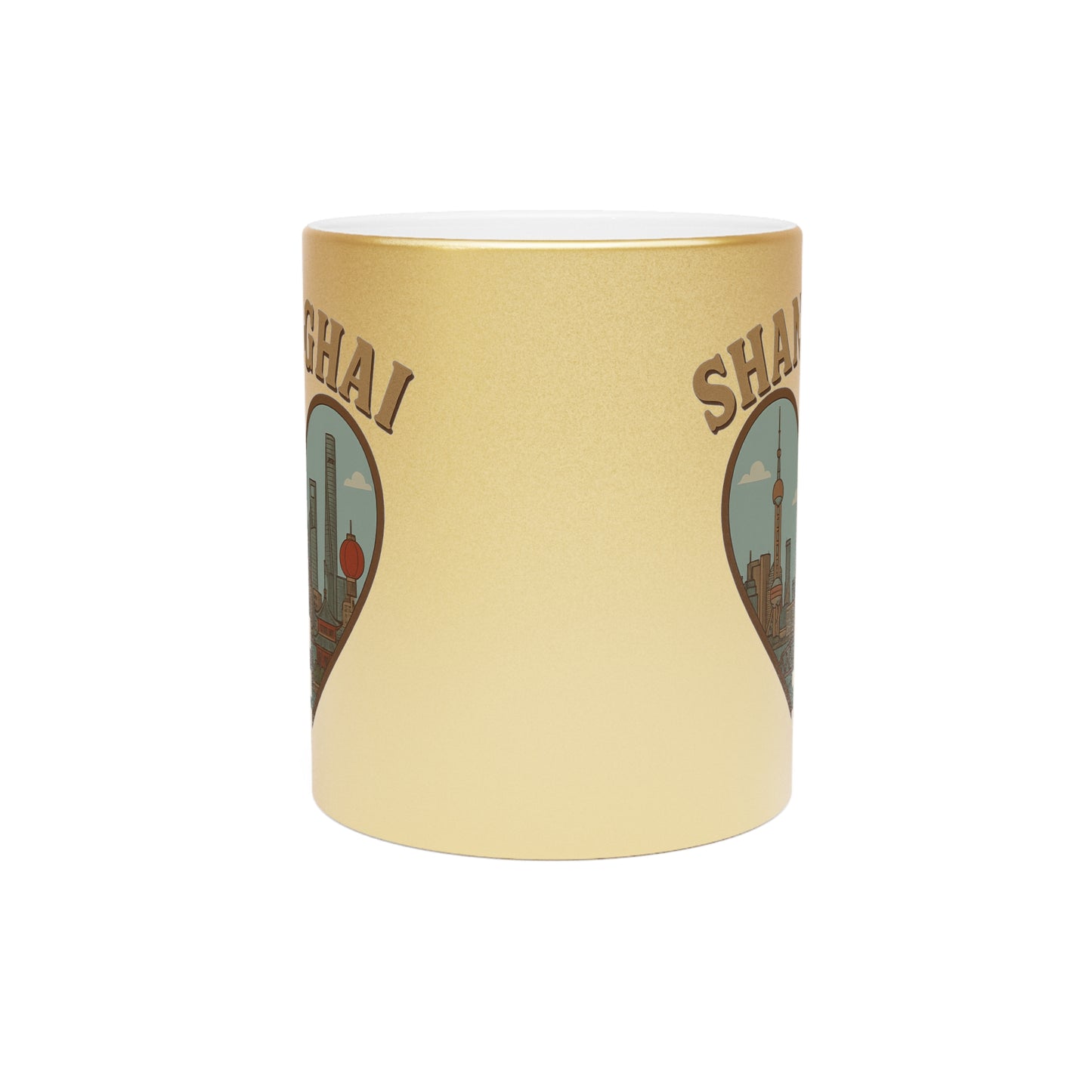 Gleaming Shanghai Love Metallic Mug: Sip Dreams, Hold Shanghai