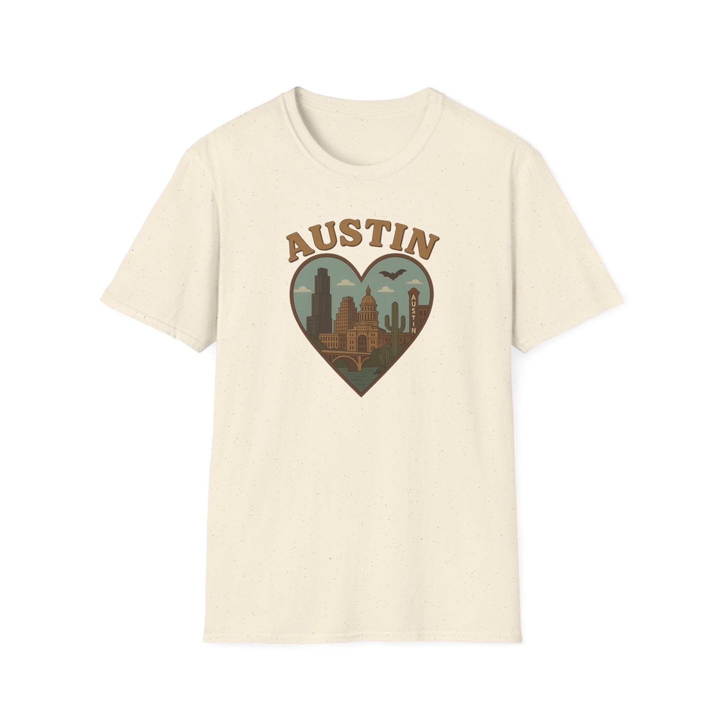 Fall in Love with Austin's Heartbeat: Unisex Gildan T-Shirt That's Batty for Texas Style!