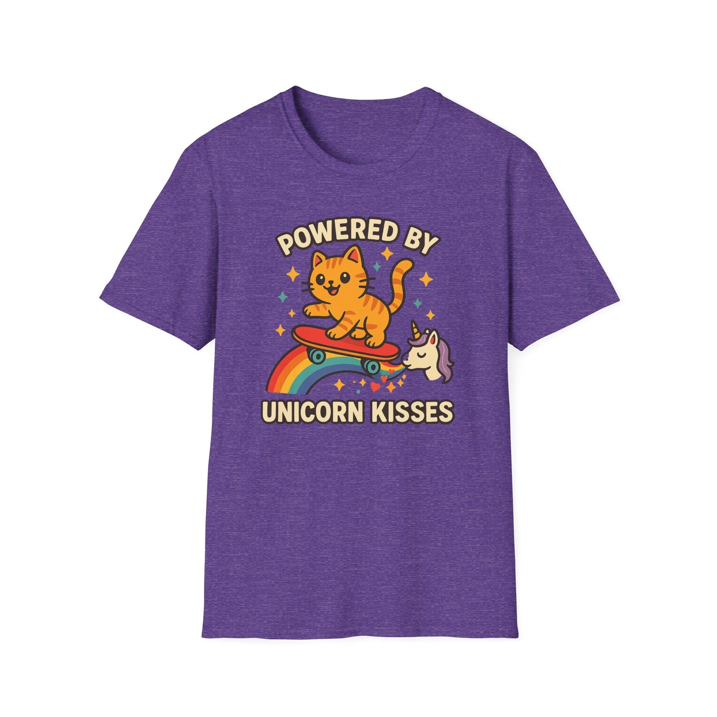 Catch the Magic Wave in a Cat Powered by Unicorn Kisses T-Shirt - Soft Unisex Fit!