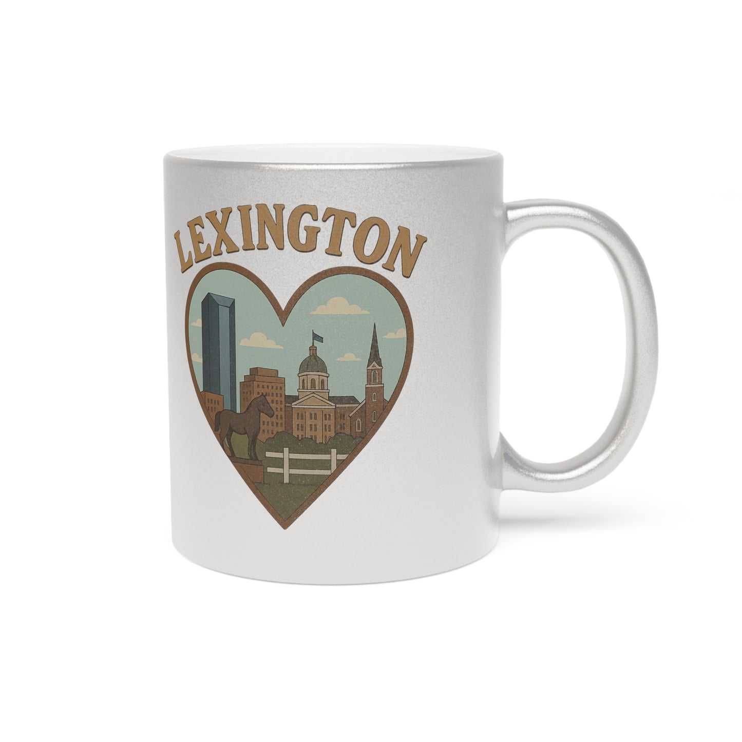 Shimmering Lexington Skyline Mug for Iconic Sips in Metallic Bliss
