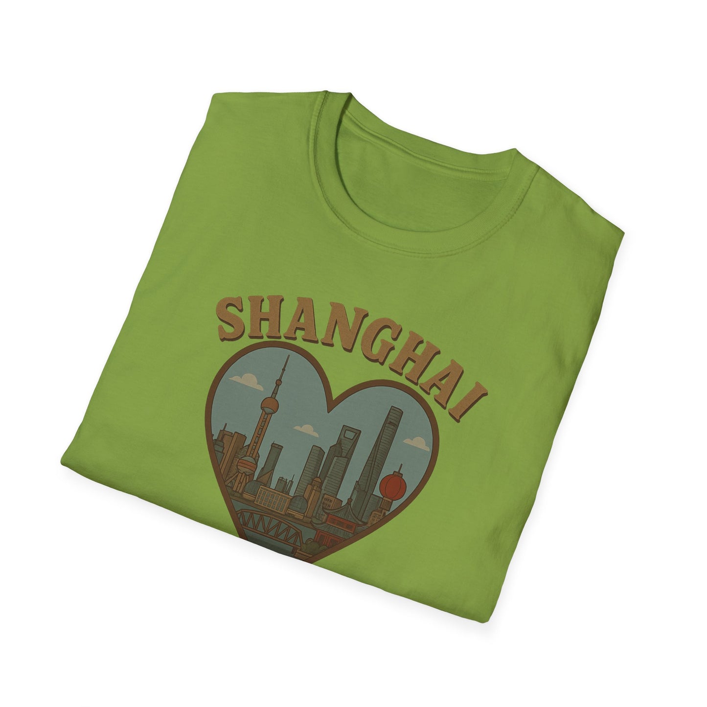 Feel the Love with our Shanghai Cityscape Heart Tee – Stylish, Soft, and Unisex Perfection!
