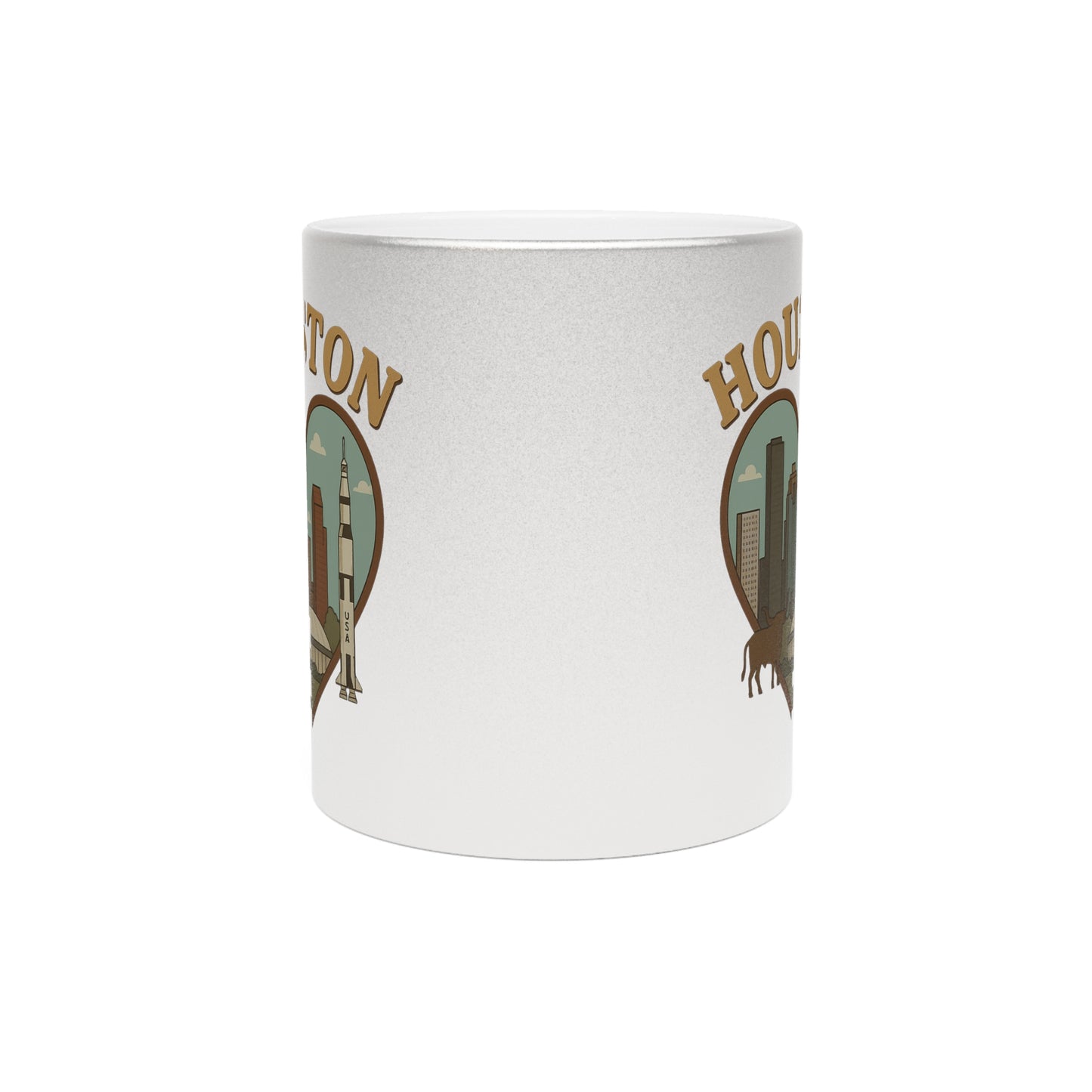Sip Your Soul in a Houston Skyline Metallic Mug: Bold, Vintage, Iconic