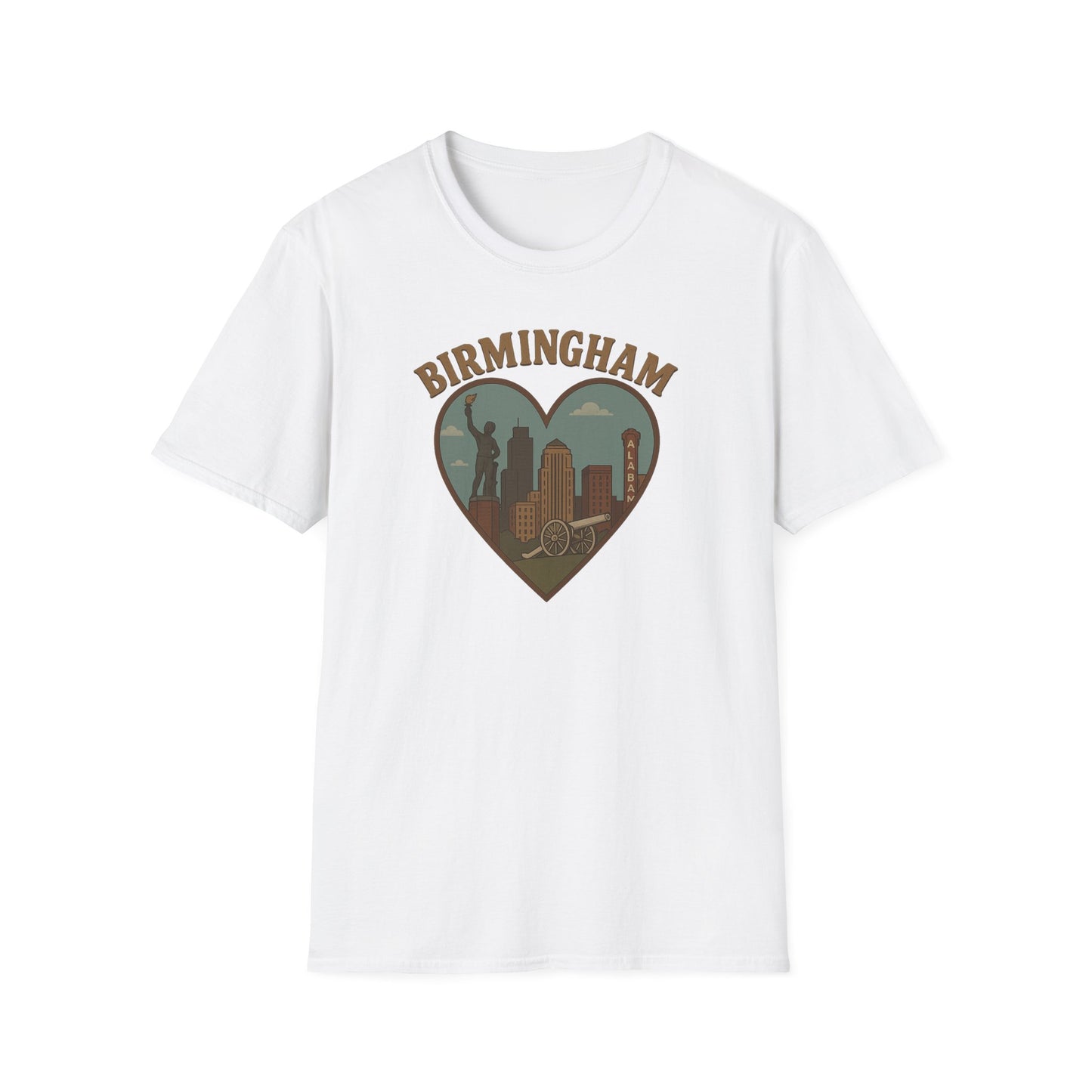 Epic Birmingham Alabama T-Shirt with Skyline and Vulcan - Soft Unisex Gift Apparel
