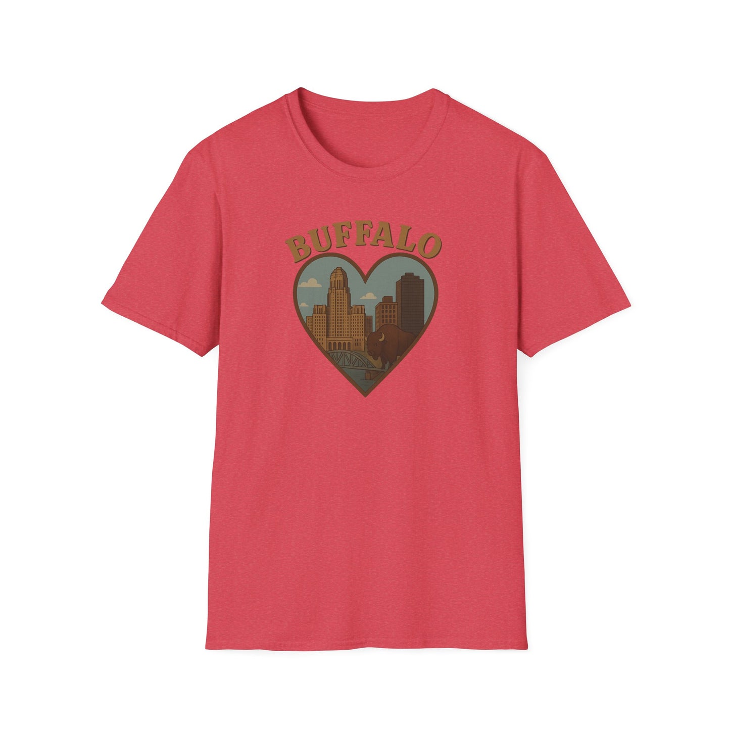 Buffalo Lovers Unite: Embrace City Skyline & Roaming Bison on a Soft Unisex Tee