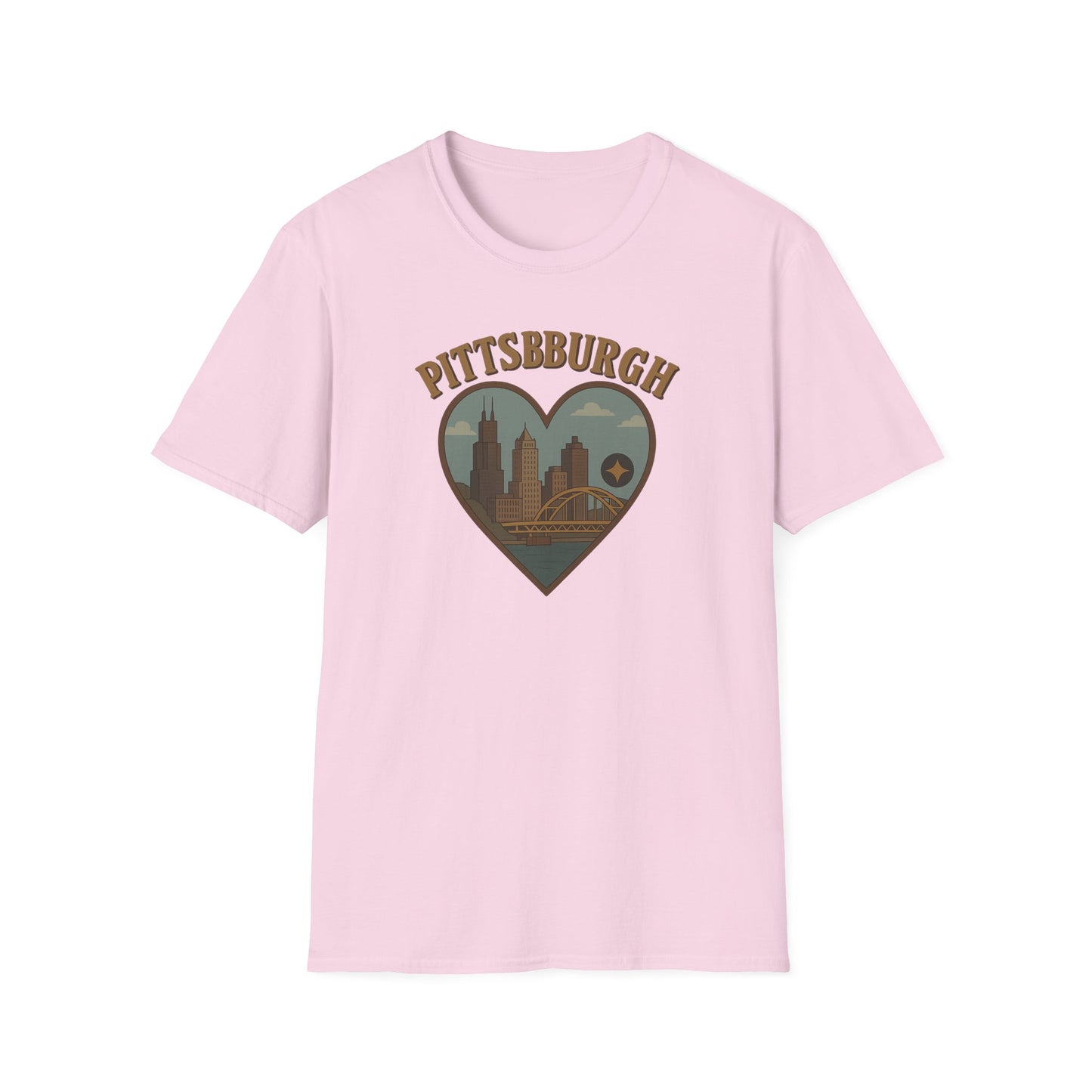 Fall in Love with Pittsburgh's Skyline Heart T-shirt – Unisex Urban Romance Tee