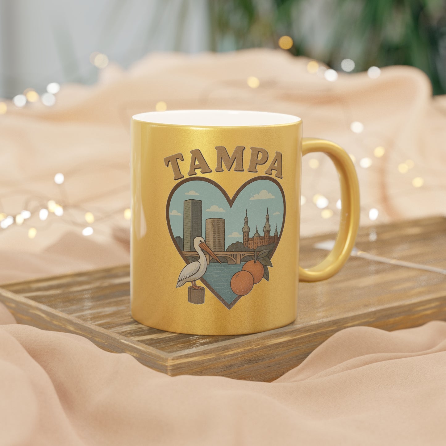 Taste Tampa's Sunshine with This Iconic Metallic Mug in Silver or Gold!