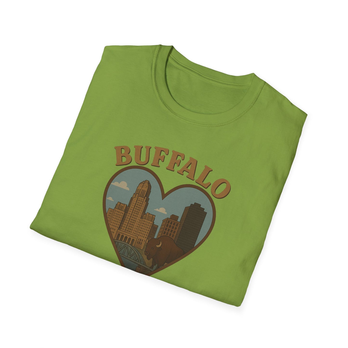 Buffalo Lovers Unite: Embrace City Skyline & Roaming Bison on a Soft Unisex Tee