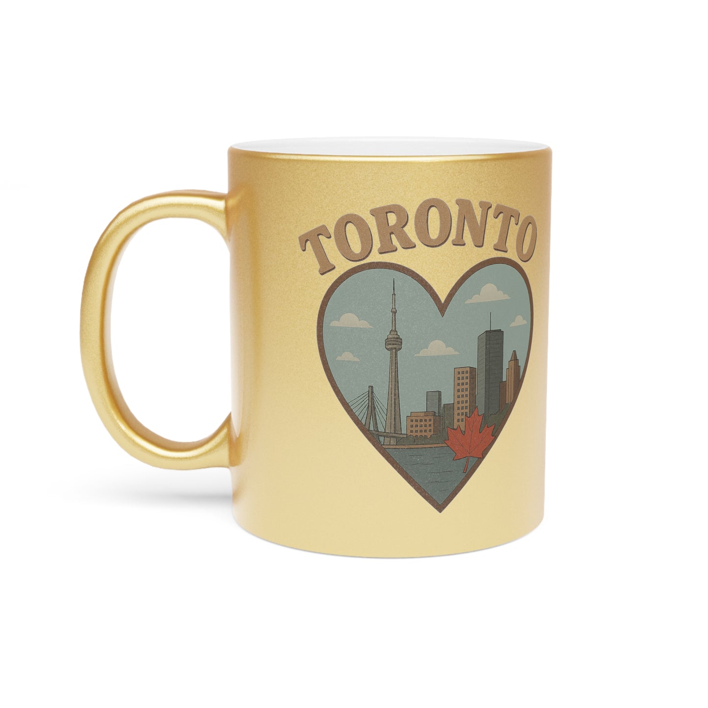 Metallic Toronto Mug with Heartwarming Skyline - Silver & Gold Delight