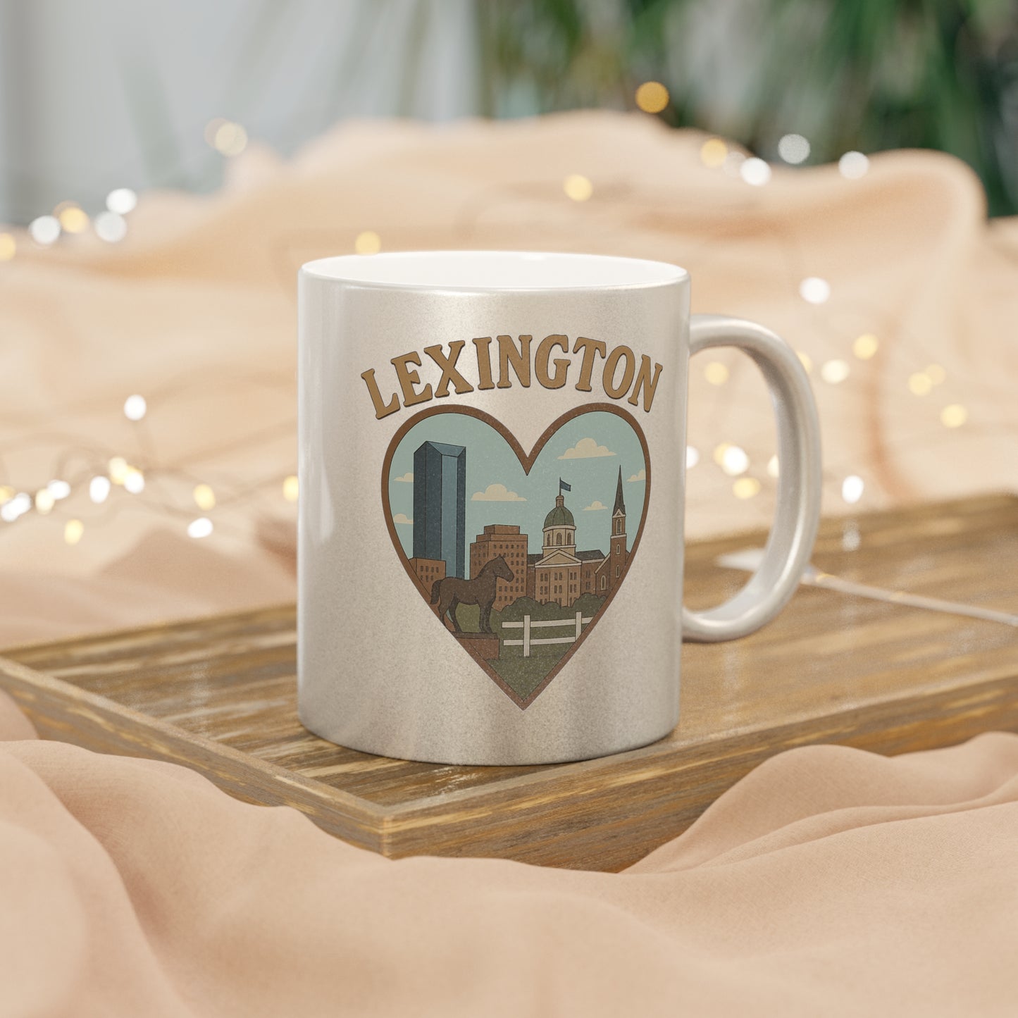Shimmering Lexington Skyline Mug for Iconic Sips in Metallic Bliss