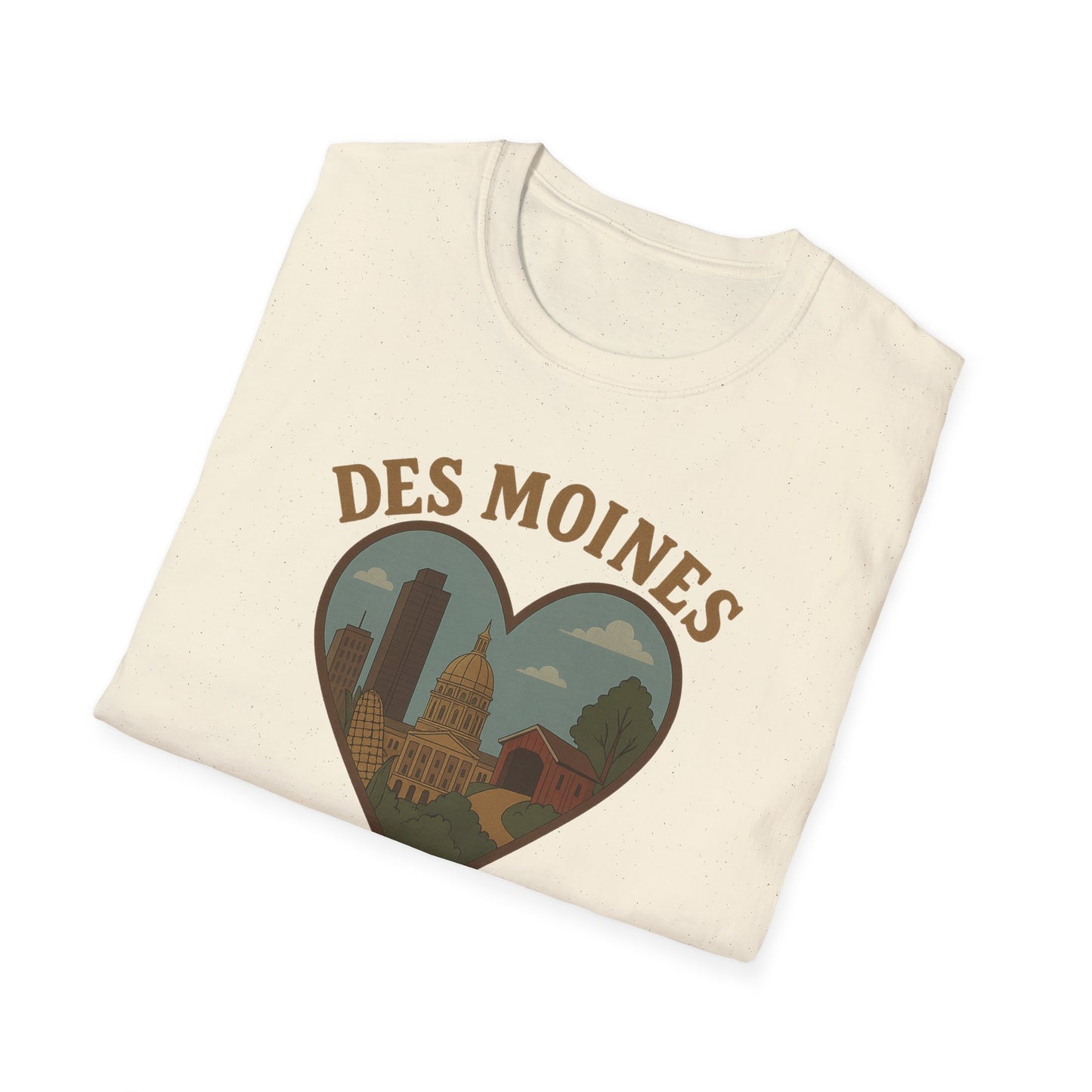 Fall in Love with Des Moines: Unisex Soft Tee Celebrating Iowa's Capital with Heart