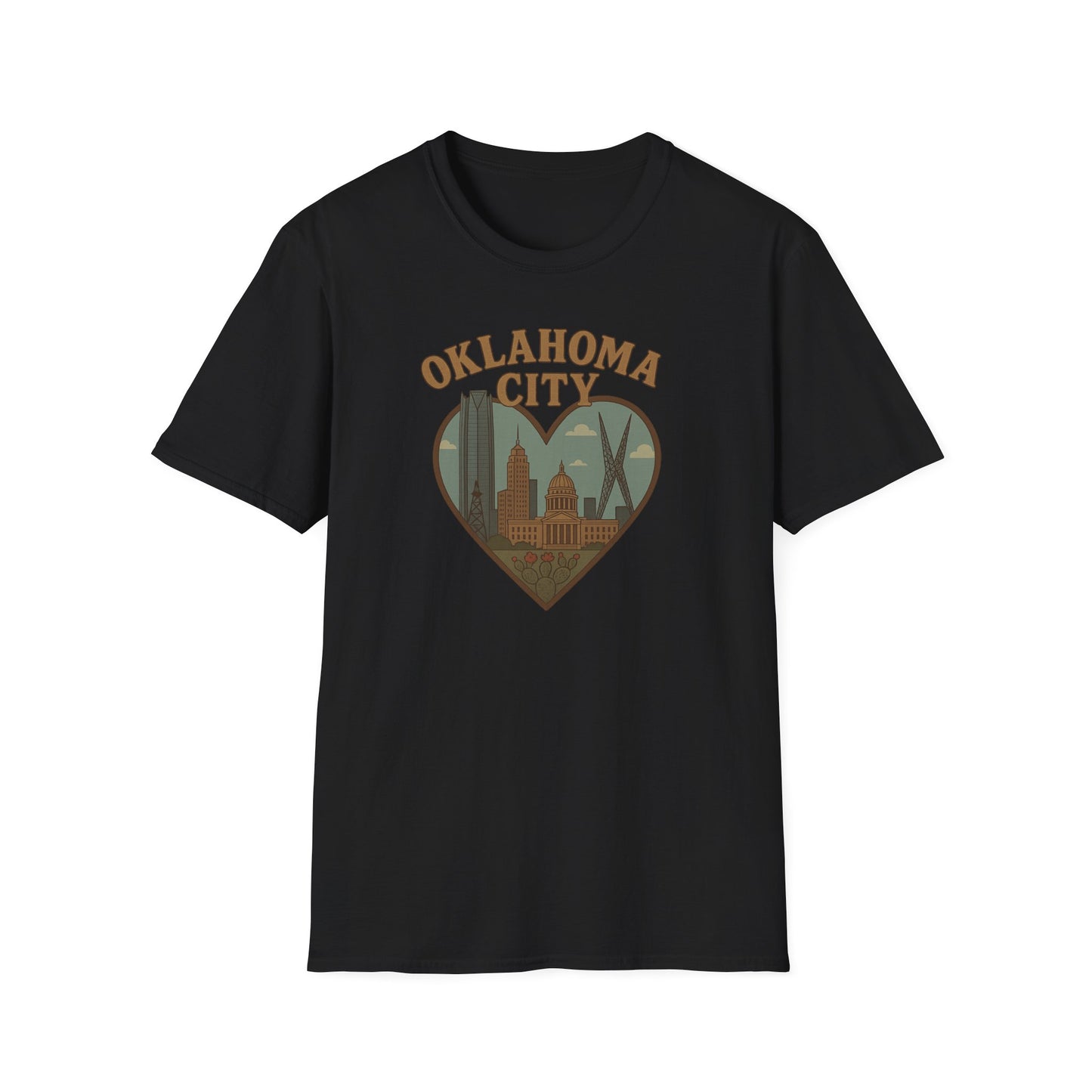 Fall Head Over Heels for Oklahoma City with This Soft Unisex Skyline Tee