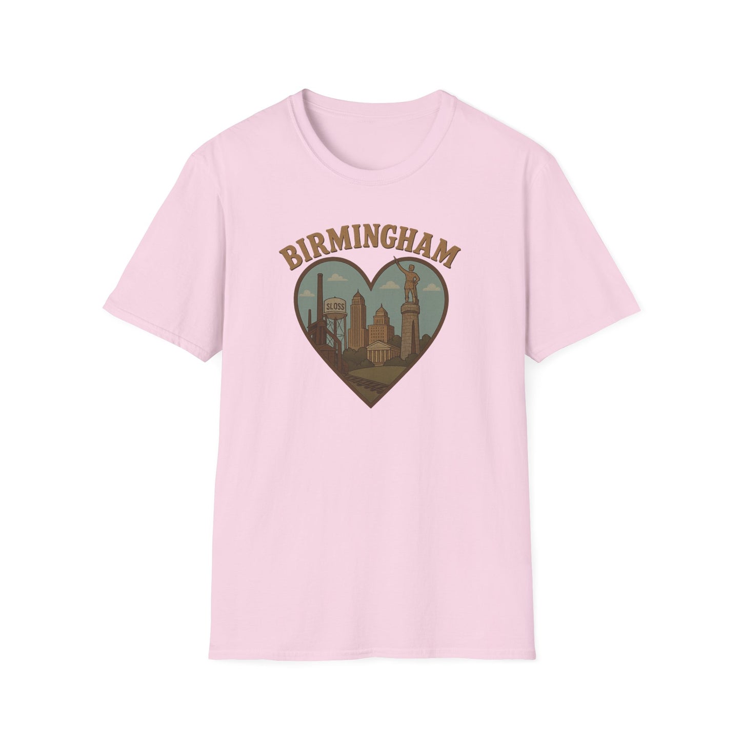 Fall in Love with Birmingham: A Nostalgic Tribute on the Soft Gildan 64000 Tee