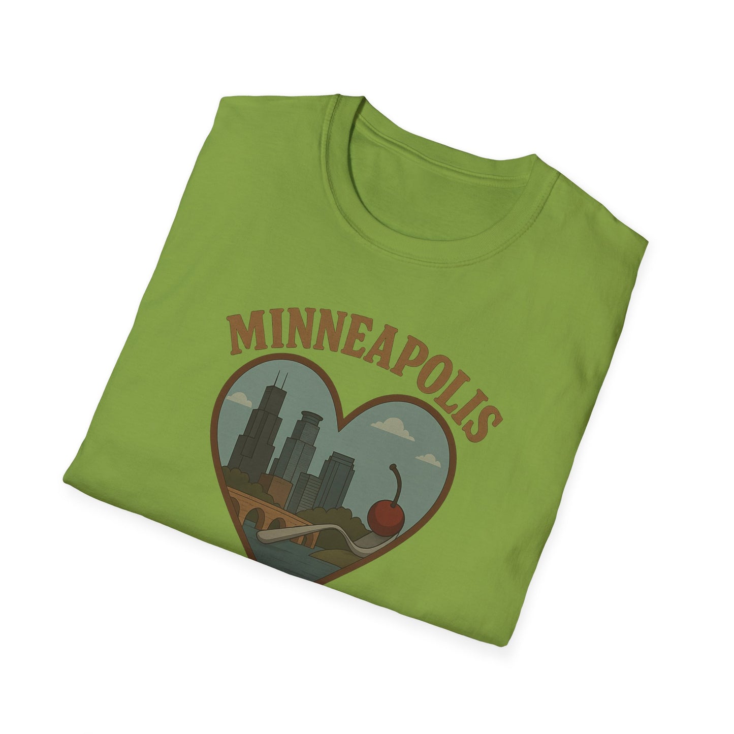 Celebrate Minneapolis Love with Heart-Shaped Skyline and Cherry Fork Tee