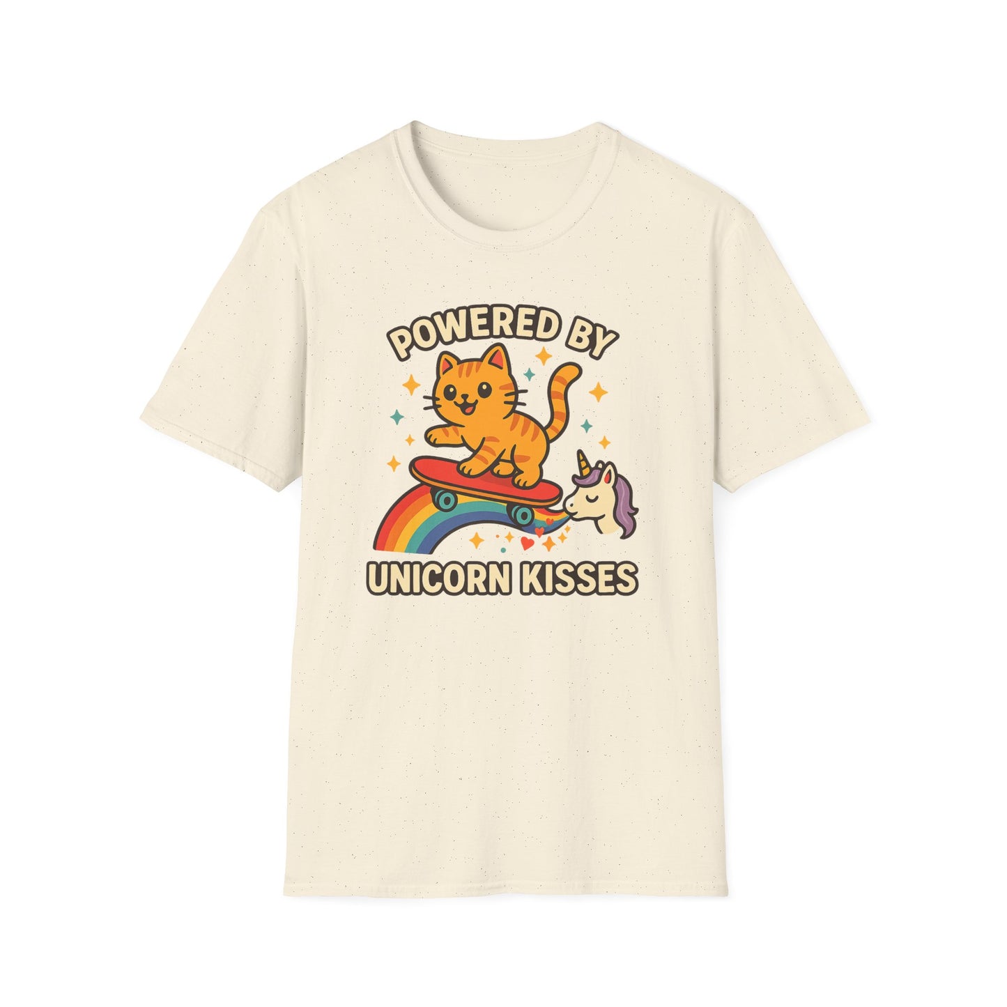 Catch the Magic Wave in a Cat Powered by Unicorn Kisses T-Shirt - Soft Unisex Fit!