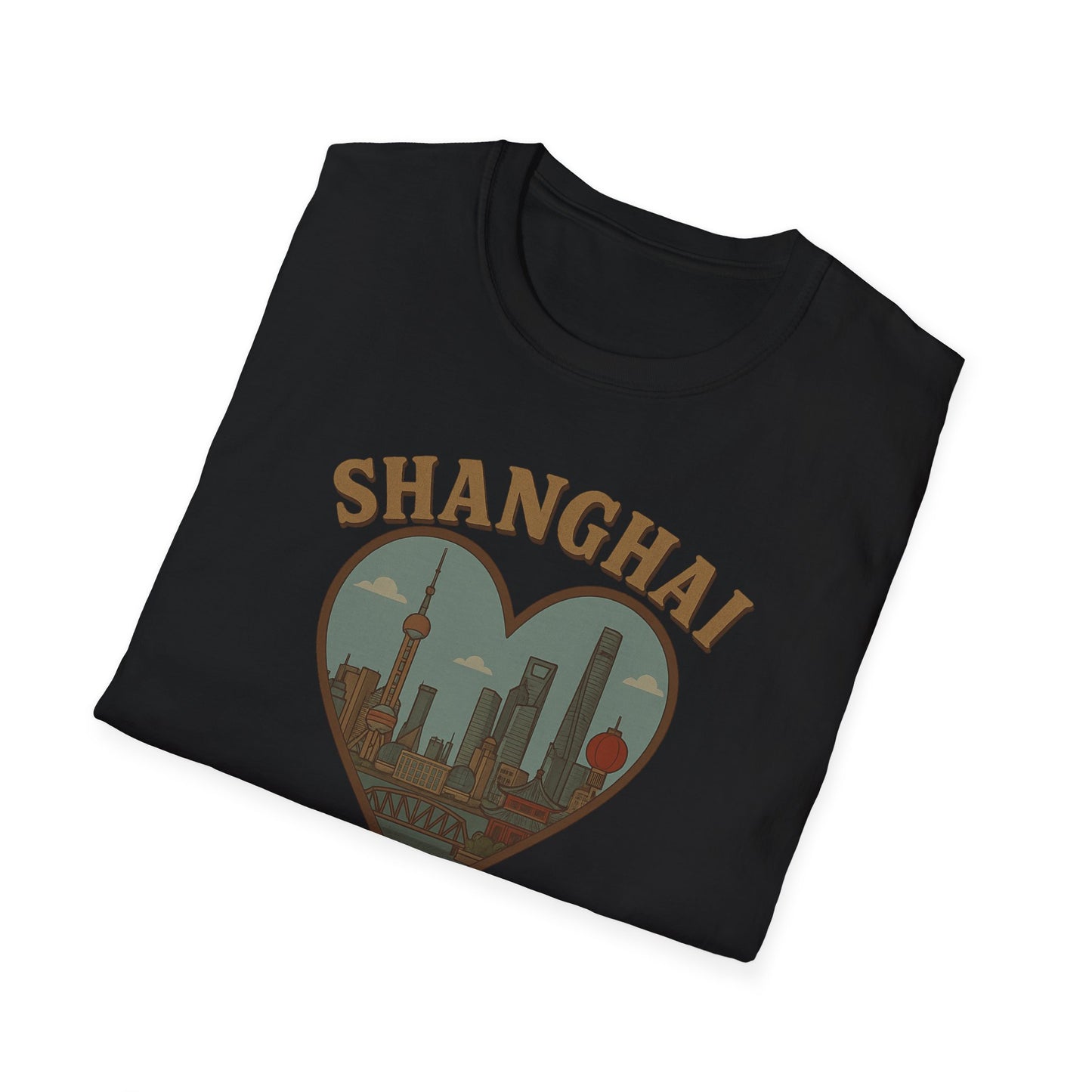 Feel the Love with our Shanghai Cityscape Heart Tee – Stylish, Soft, and Unisex Perfection!