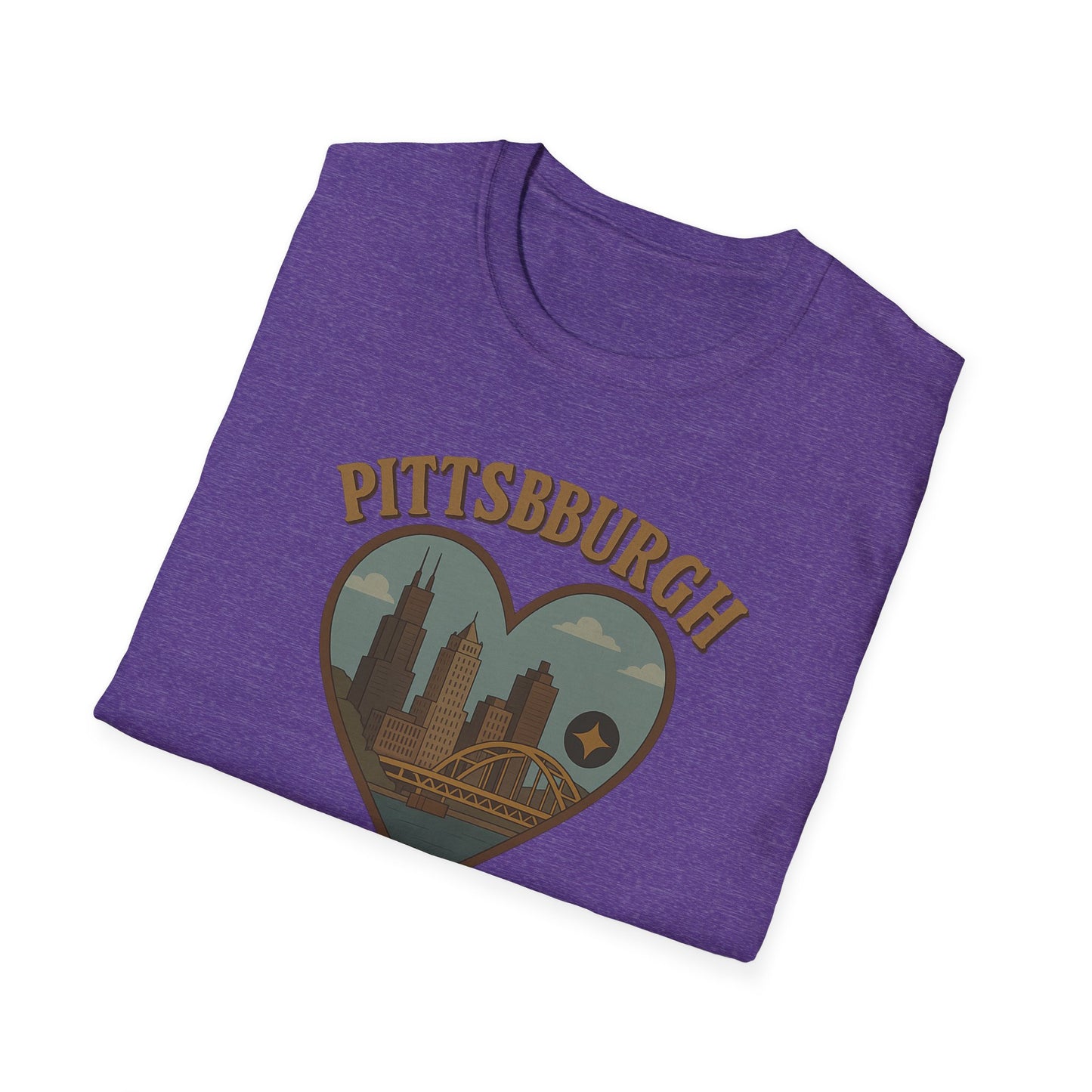 Fall in Love with Pittsburgh's Skyline Heart T-shirt – Unisex Urban Romance Tee