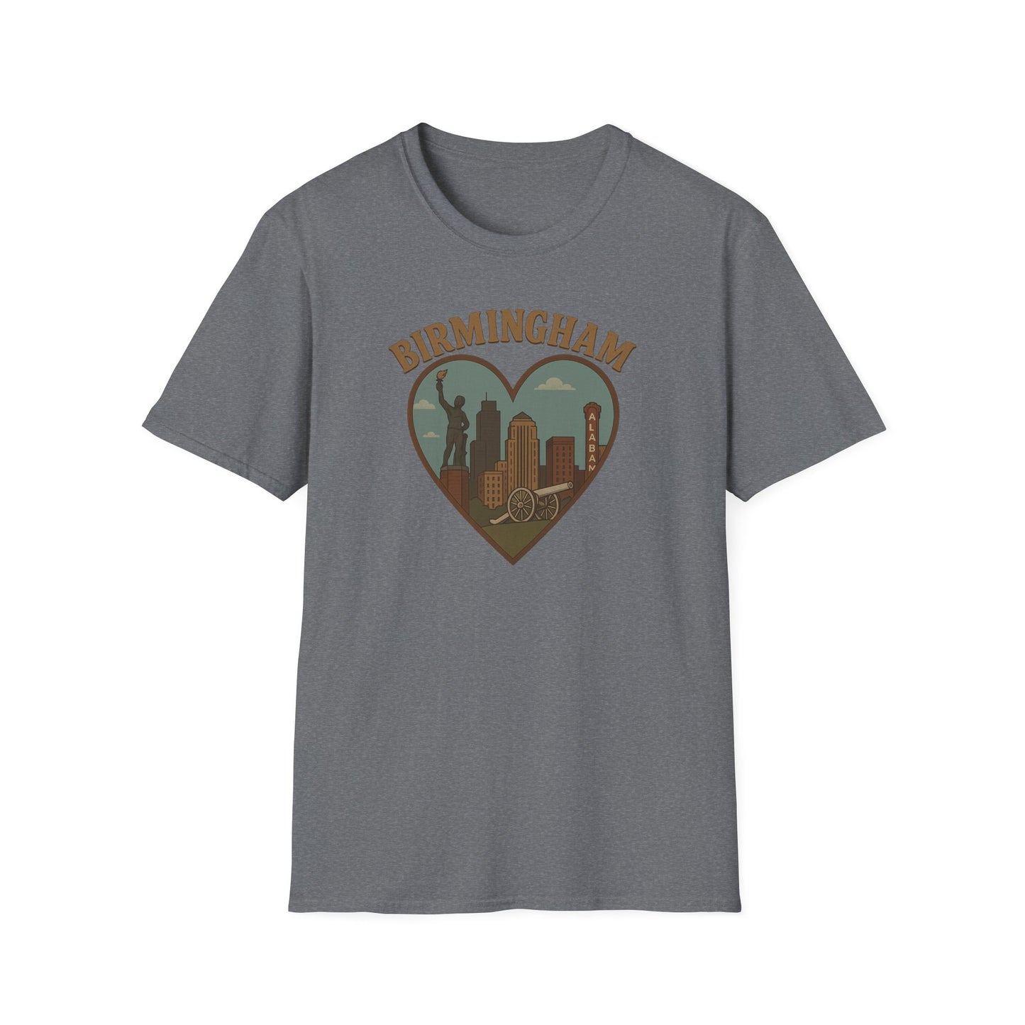 Epic Birmingham Alabama T-Shirt with Skyline and Vulcan - Soft Unisex Gift Apparel