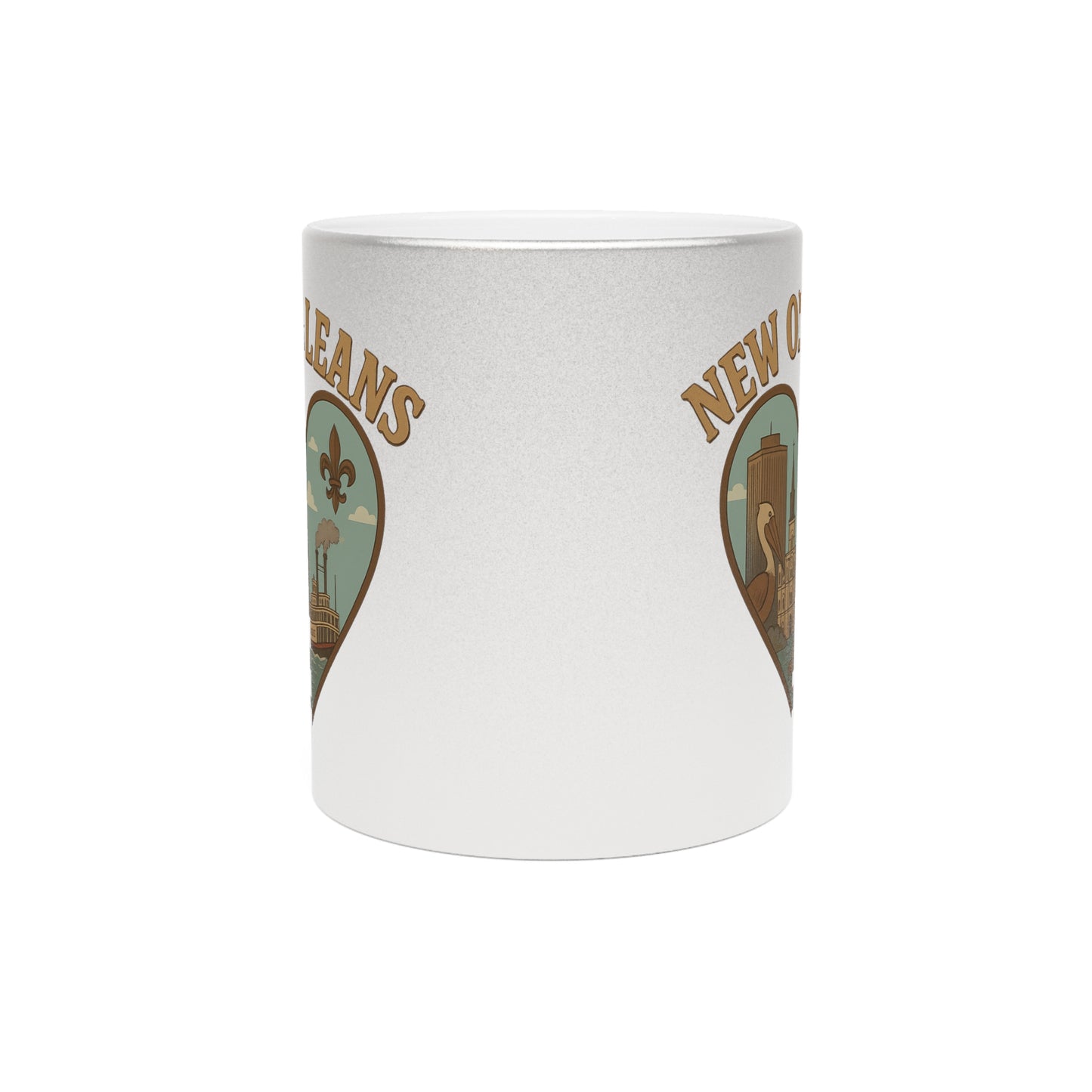 Sip in Style: Vintage New Orleans Metallic Mug in Silver and Gold Finish