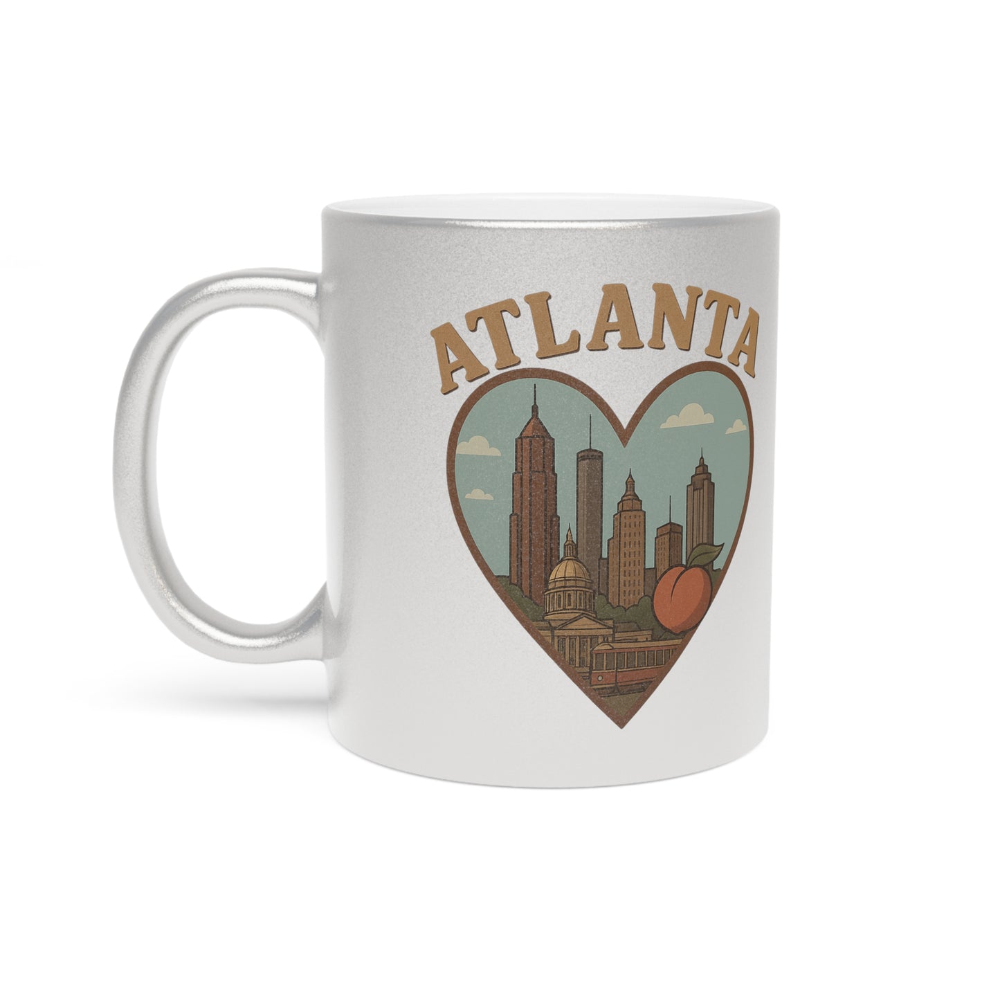 Sip Stylishly with the Ultimate Metallic Atlanta Skyline Mug - Silver and Gold!