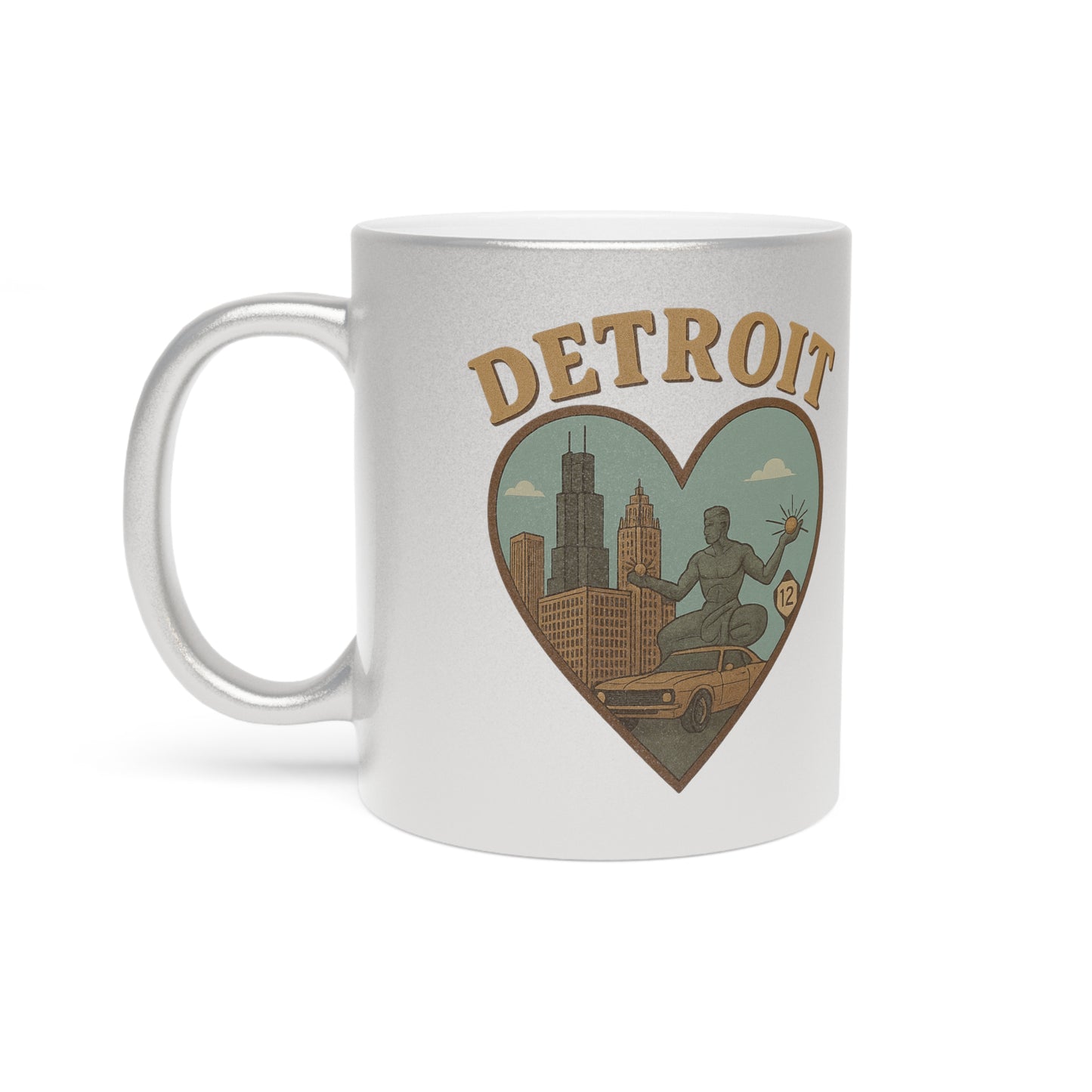 Epic Metallic Mug Celebrates Detroit’s Stunning Skyline in Silver Gold Style
