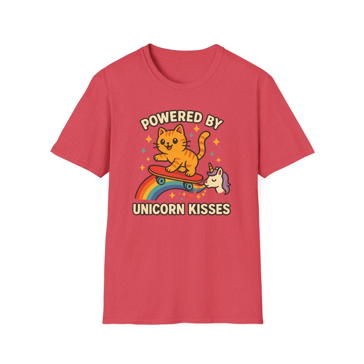 Catch the Magic Wave in a Cat Powered by Unicorn Kisses T-Shirt - Soft Unisex Fit!